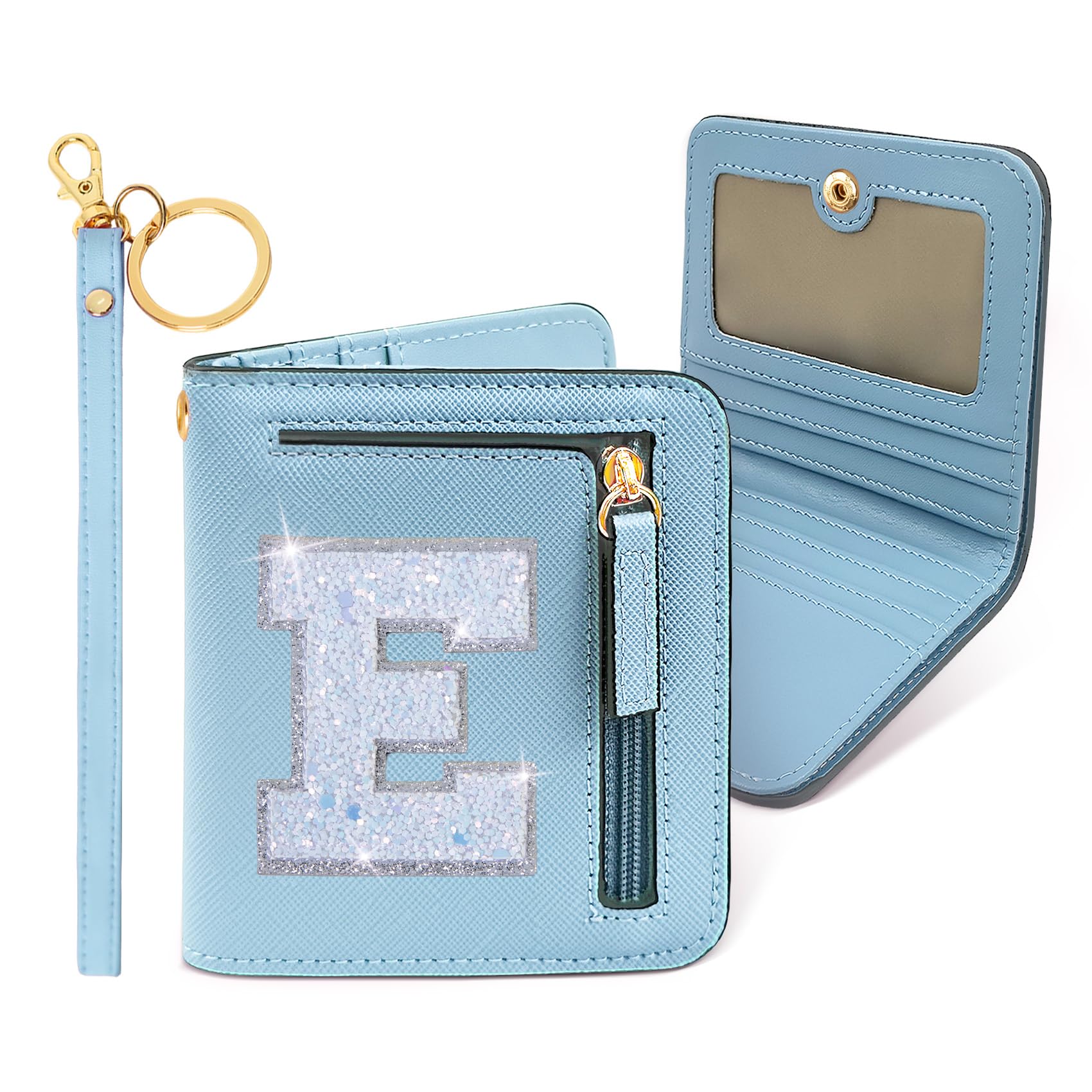 COSHAYSOO RFID Blocking Wallet for Women - Slim Bifold Zipper Wallet with ID Window & Cash Slot - Small Travel Purse for Girls - Trendy Birthday & Easter Gift (Blue) - Perfect for Daily Use, Shopping & Travel