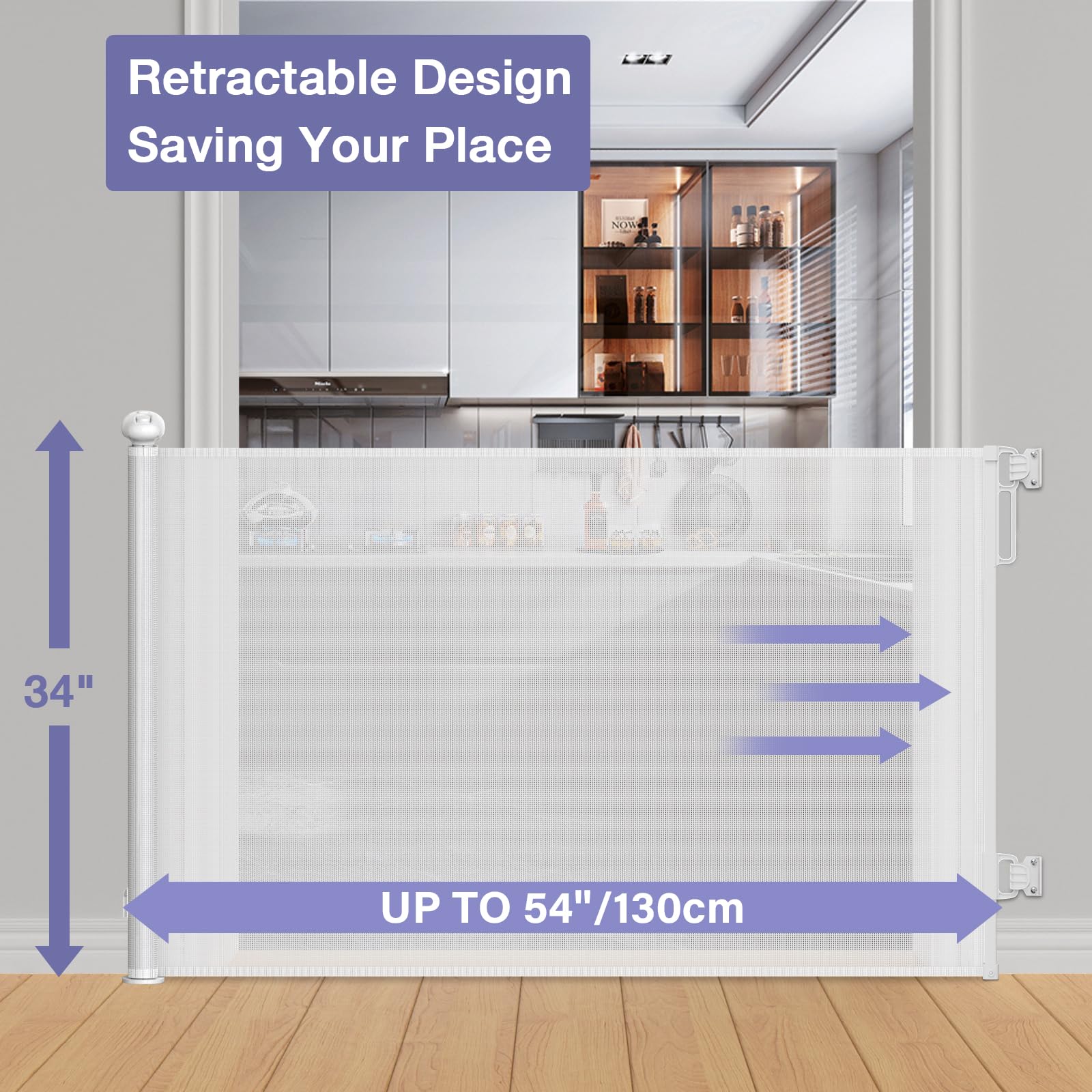 PRObebi Extra Wide Retractable Baby & Dog Gate - Extends to 55