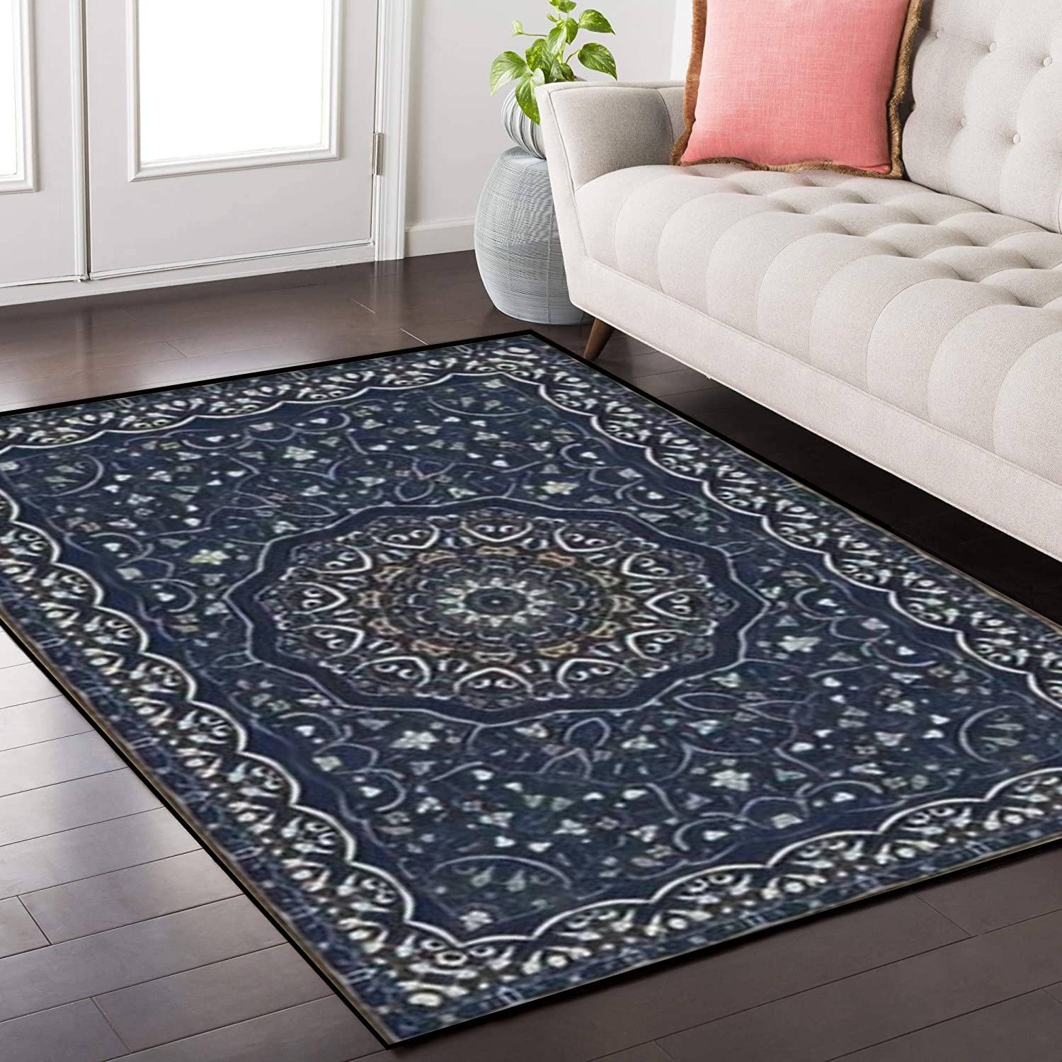Vintage Persian Area Rugs - Colorful Non-Slip Soft Carpet Floor Mat for Indoor & Outdoor Use - Perfect for Living Room, Bedroom, Yoga Studio and Home Decor - Traditional Fabric Design with Rich Ornamentation