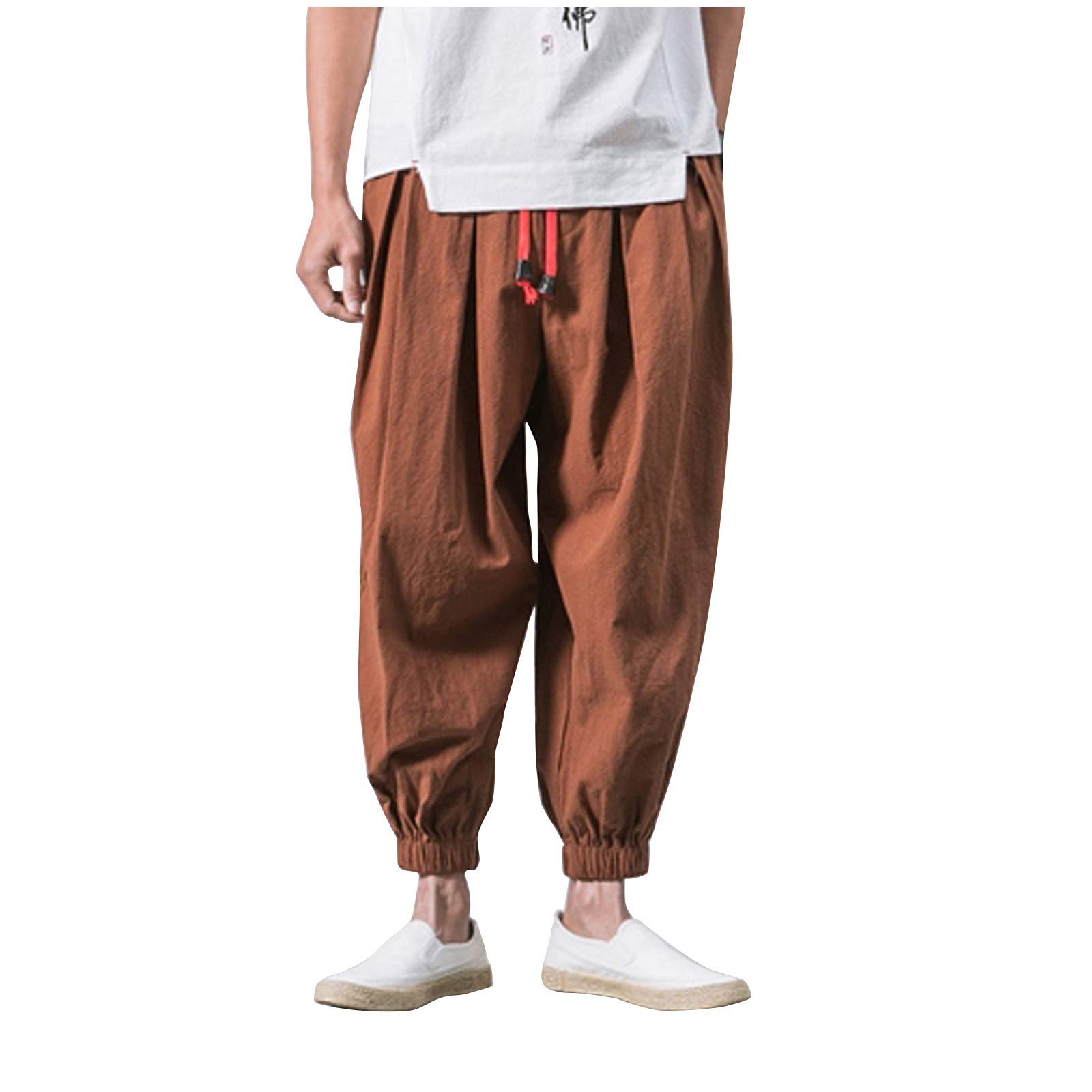 Men's Fashion Loose Casual Wide Leg Harem Pants - Elastic Waist Comfortable Solid Color Lounge Pants for Yoga, Home Wear & Street Style