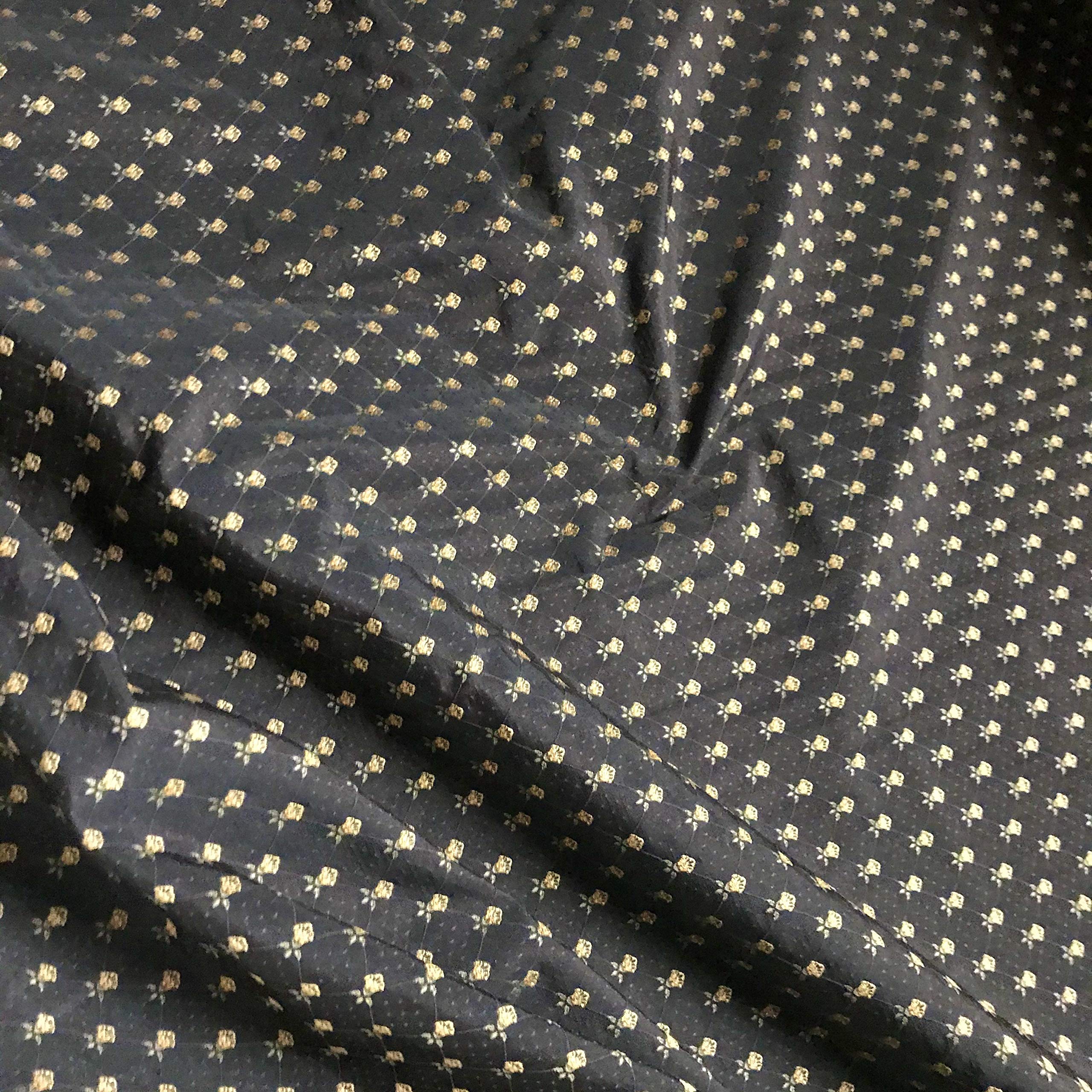 Black Gold Glam Embroidered Fabric for Home Decor - 54 Inch Wide Premium Textile for Curtains, Pillows & Luxury Upholstery