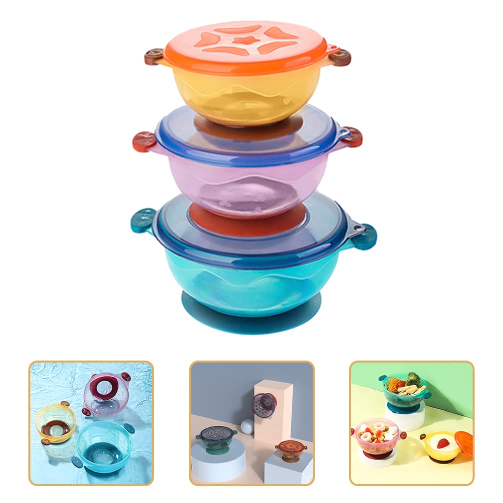 Zerodeko Toddler Suit Bowl with Suction Cup - 3-Piece Spill-Proof Baby Feeding Set | Non-Slip Training Bowl & Dinnerware for Girls & Boys | Perfect for Home, Travel & Daycare Use