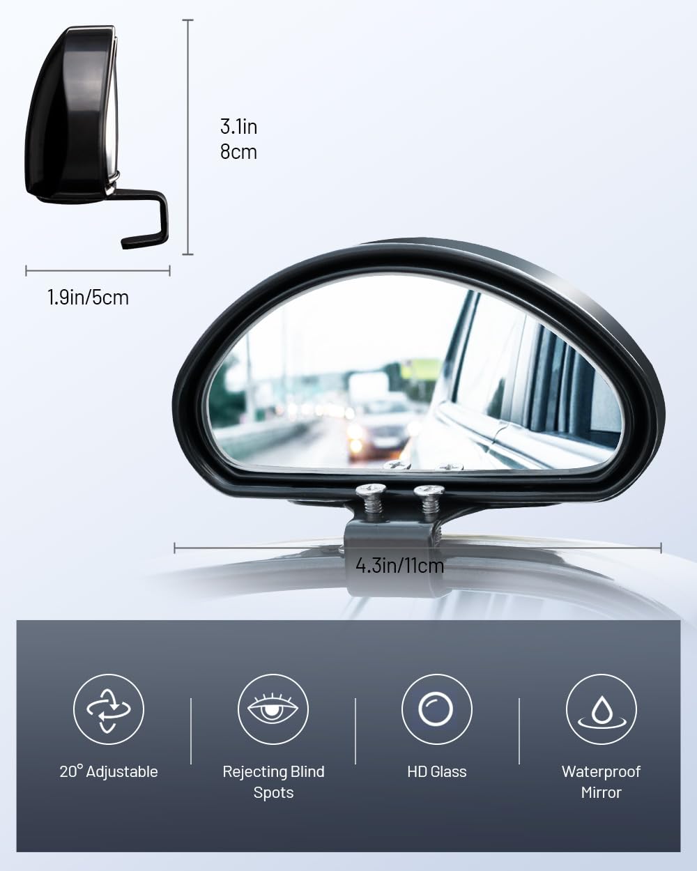 Universal Blind Spot Mirrors for Cars - Adjustable Wide Angle Rearview Mirror with Screw Fixation | Enhanced Driving Safety for Parking & Lane Changes