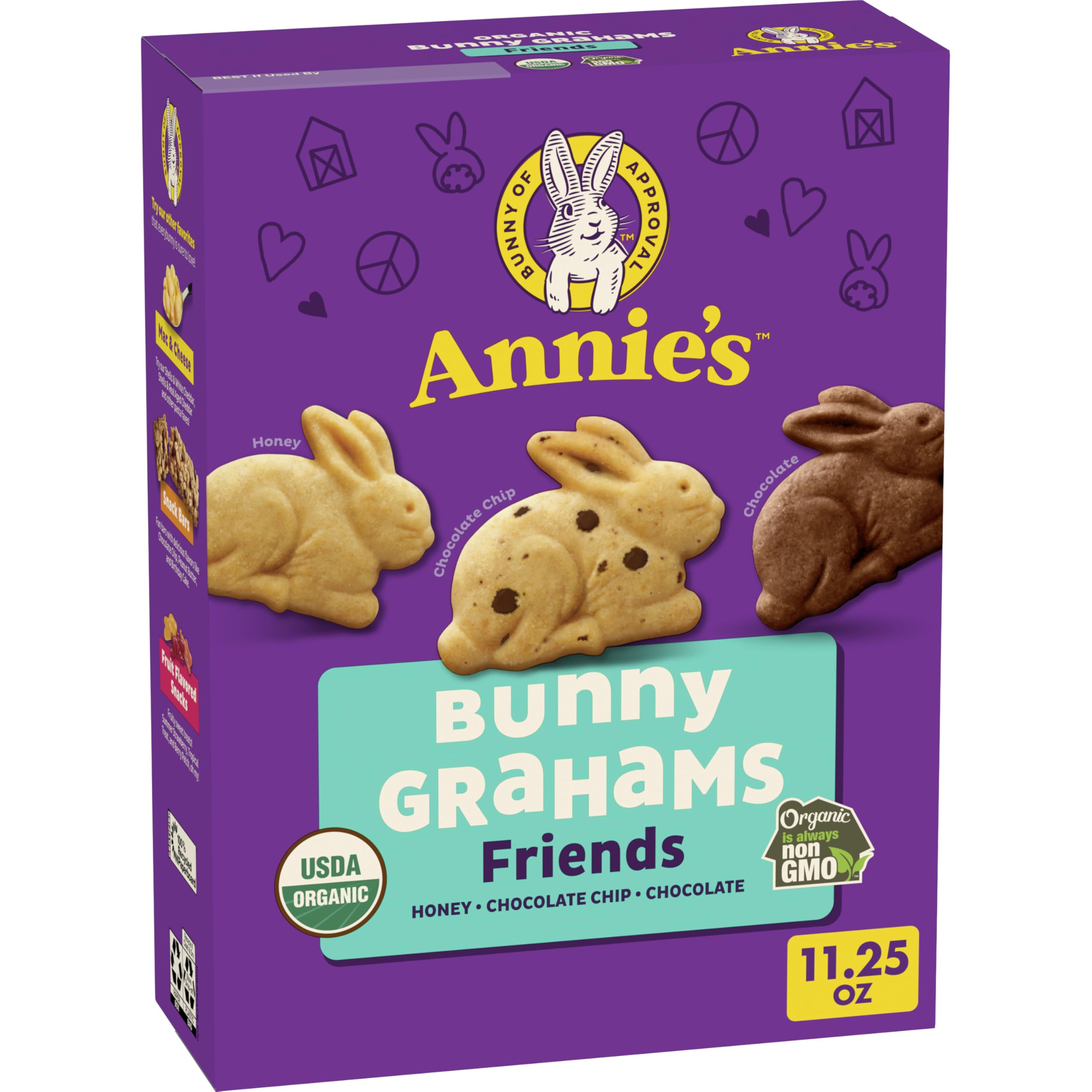 Annie's Organic Bunny Grahams Snacks - Chocolate Chip, Chocolate & Honey Flavored, 11.25 oz | Healthy Baked Graham Crackers for Kids Lunch, School Snacks & On-the-Go Treats