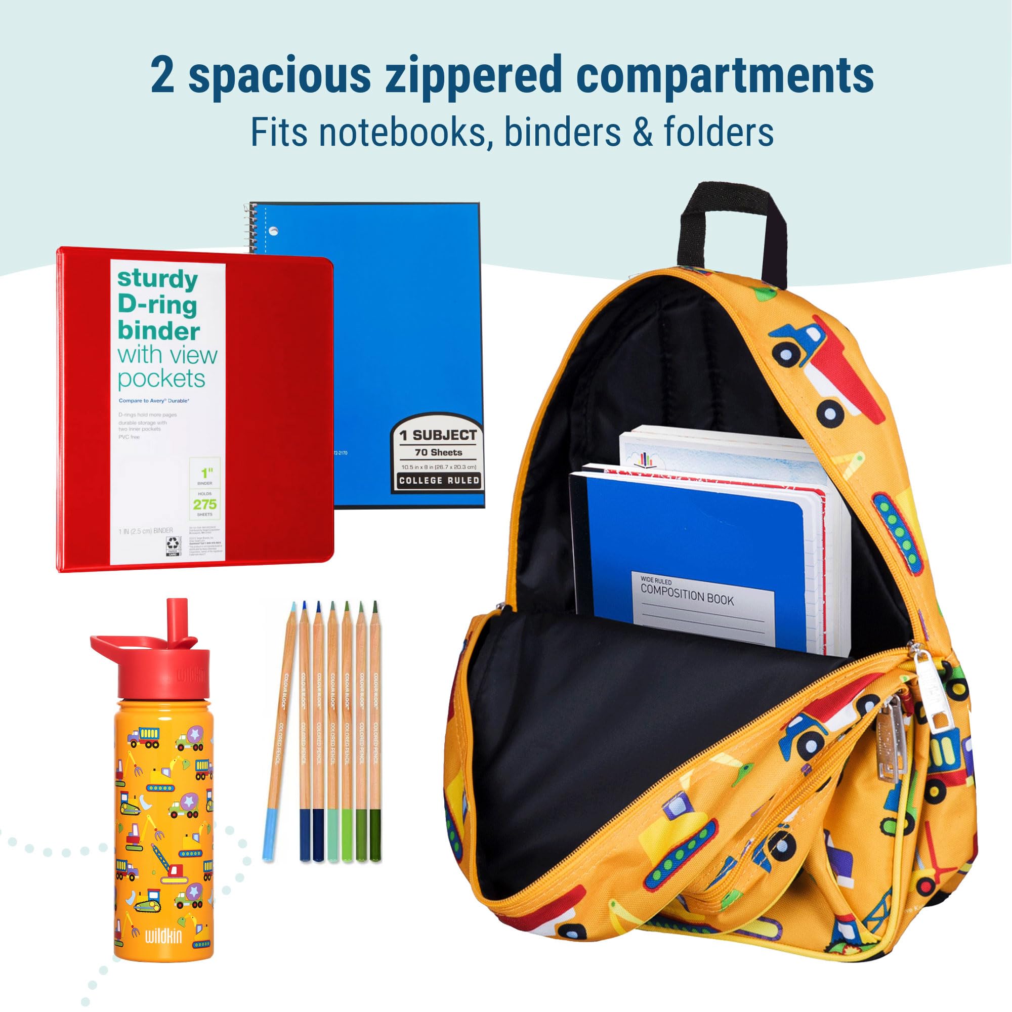 Wildkin 15-inch Kids Backpack - Durable Padded School Backpack with Adjustable Straps for Boys & Girls - Perfect for School, Travel & Day Trips