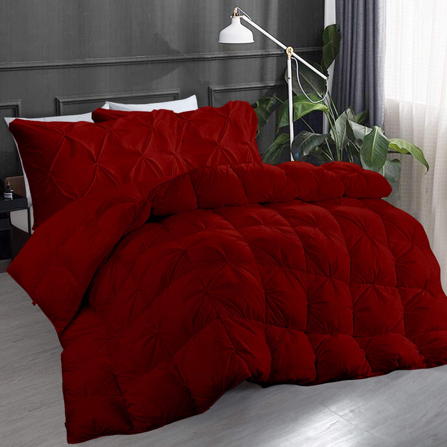 Premium 1000 TC All-Season Cotton 3-Piece Luxury Pinch Pleated Comforter Set - Twin/Twin XL (68x90 Inches) - Solid Brown - Soft & Breathable for Year-Round Comfort - Perfect for Bedrooms, Guest Rooms & Dorm Decor