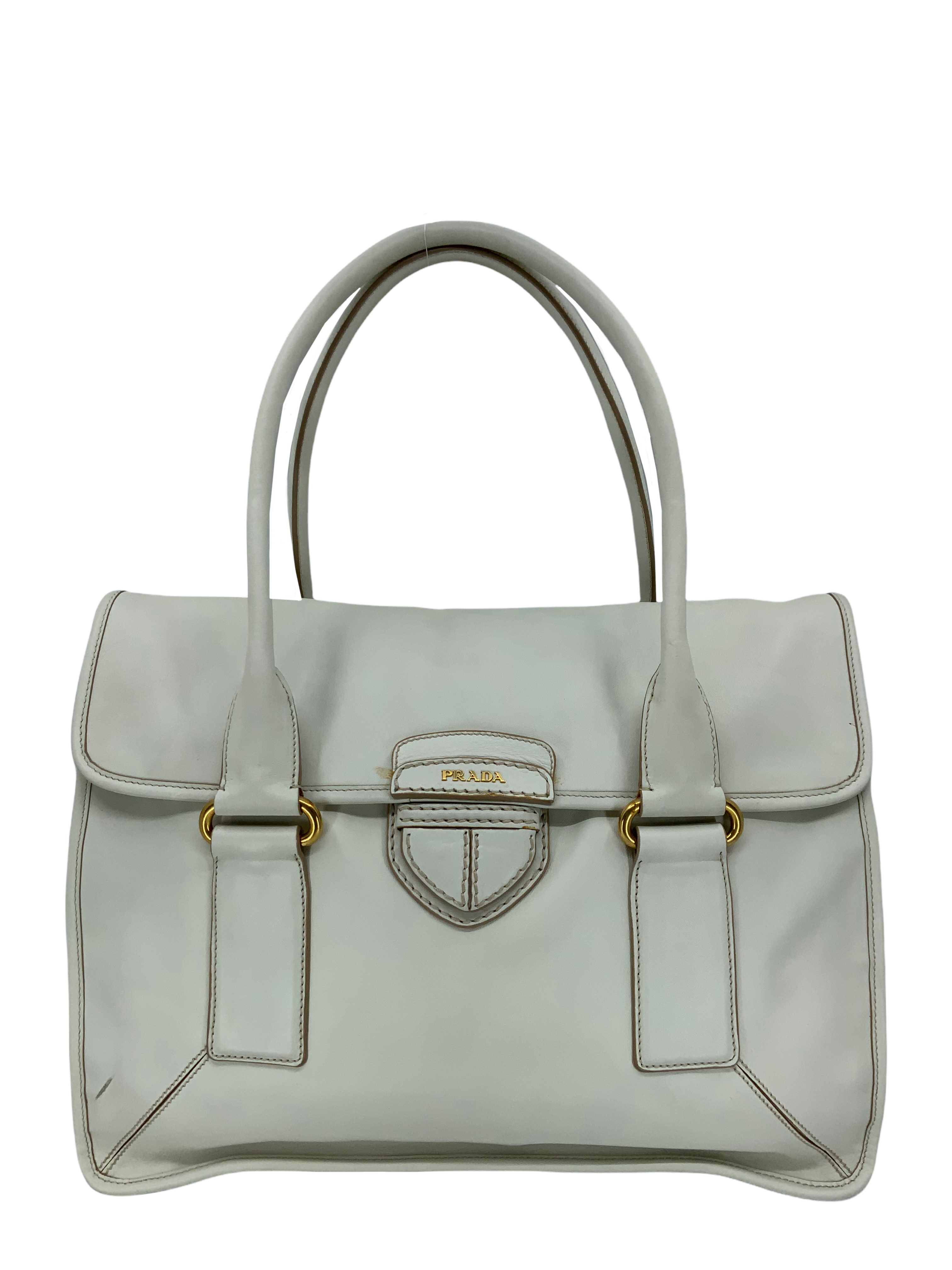 PRADA Leather Pattina Large Shopping Tote Bag for Women - Genuine Leather Handbag, Luxury Designer Purse for Work, Travel & Everyday Use