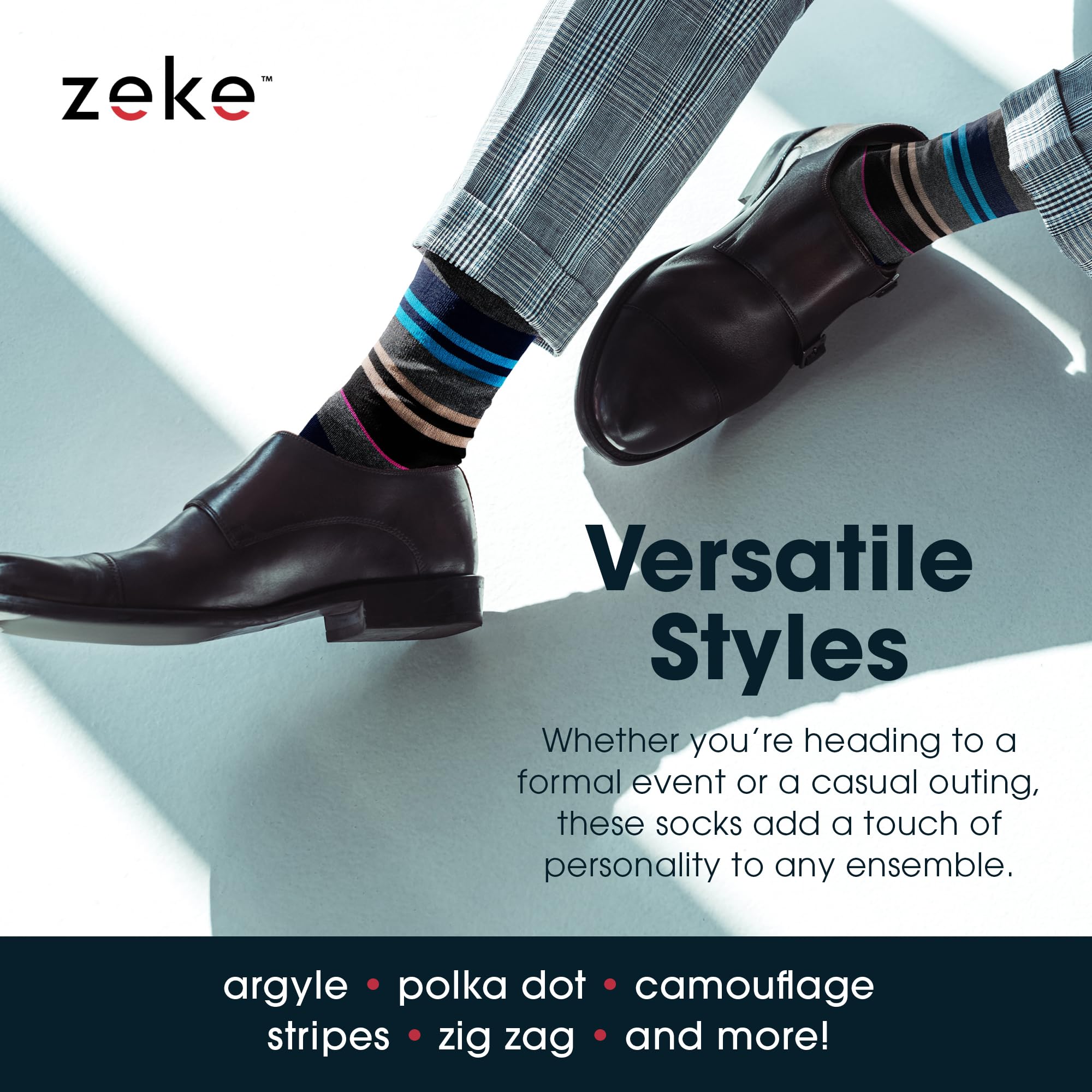 ZEKE Funny Dress Socks for Men - Colorful Crazy Patterned Socks - Cool & Funky Novelty Socks for Work, Gifts & Everyday Wear