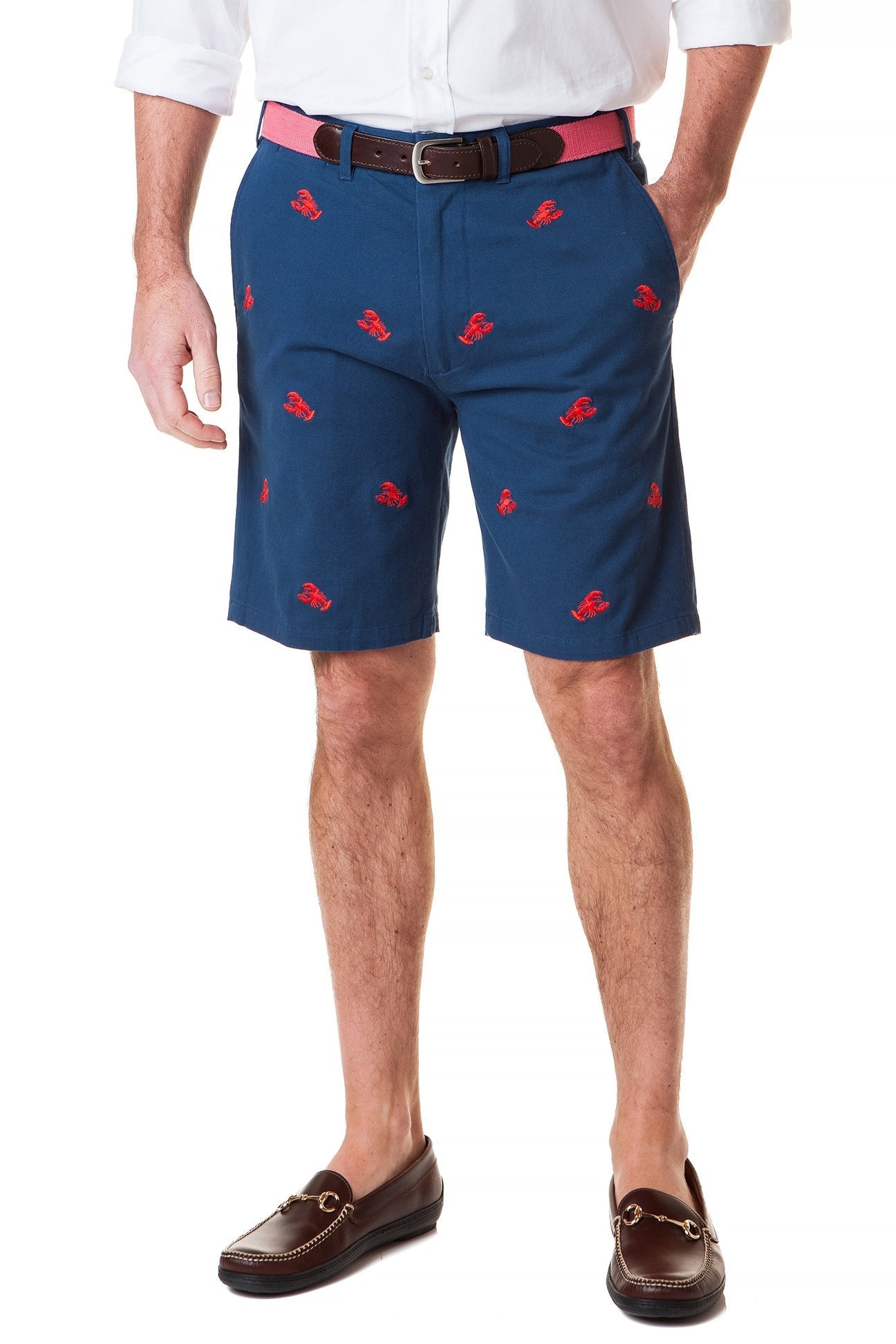 Cisco Short Stretch Twill Nantucket Navy With Lobster - Comfortable Casual Men's Pants for Work, Travel & Outdoor Activities