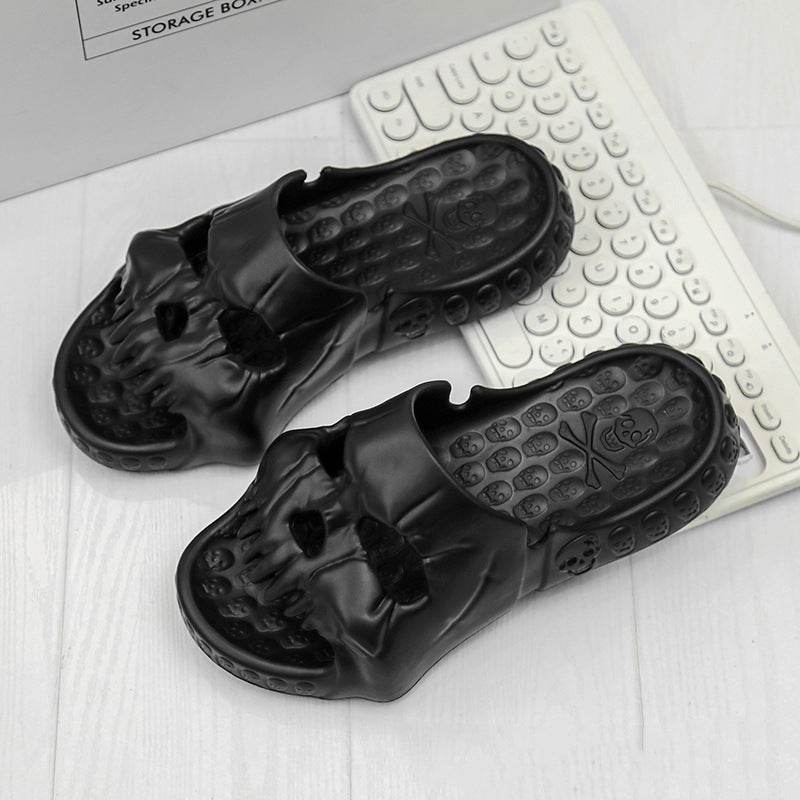 Spooky Halloween Skull Slides for Adults - Comfortable Gothic Slippers for Costume Parties, Haunted Houses & Halloween Decor
