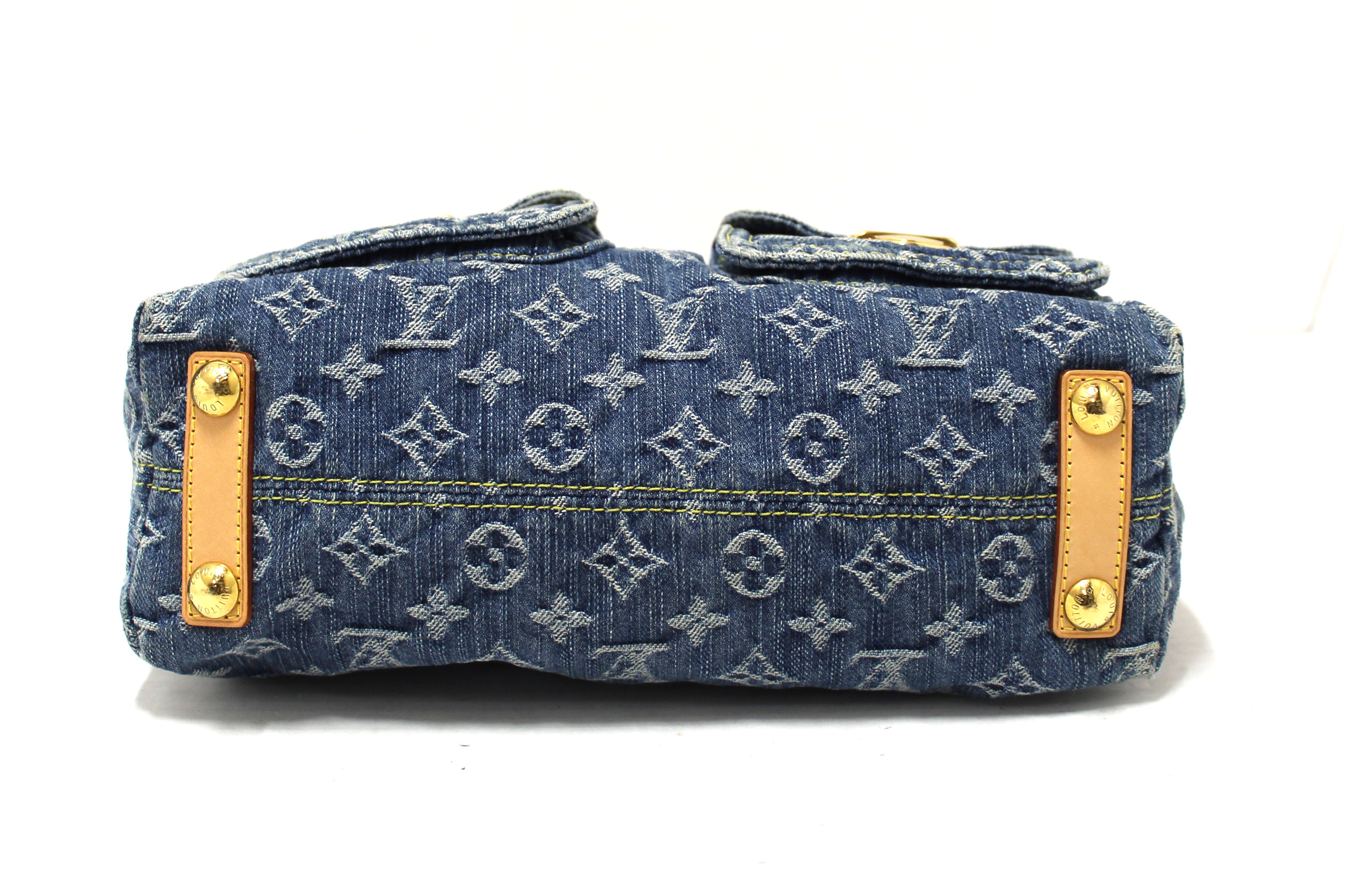 Authentic Louis Vuitton Blue Denim Monogram Baggy PM Shoulder Bag for Women | Luxury Designer Crossbody Purse | Perfect for Casual Outings, Travel & Everyday Use