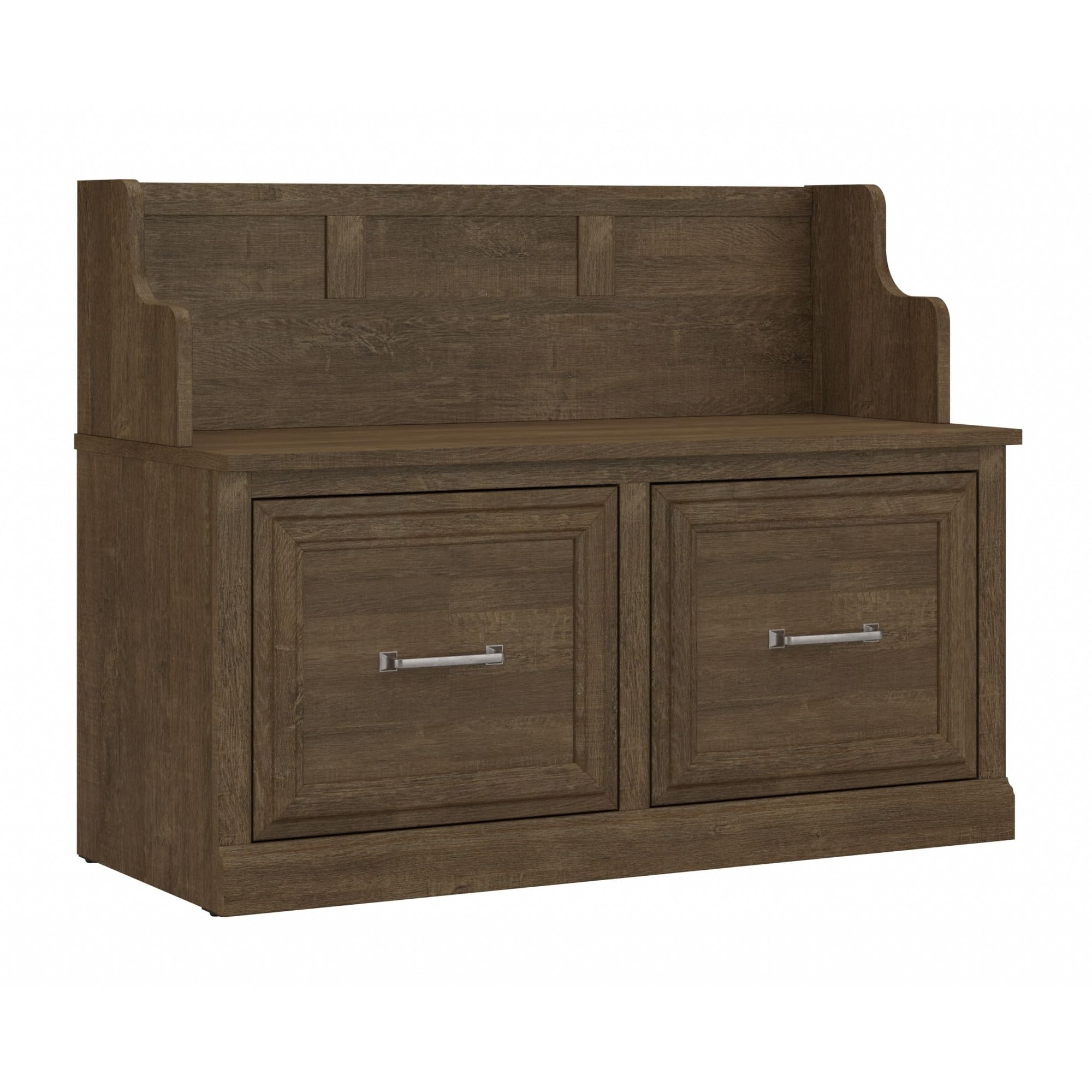 Bush Furniture Woodland 40W Entryway Bench with Storage Doors in Ash Brown - Shoe Organizer for Mudroom, Foyer & Hallway | Perfect for Small Spaces & Home Entryway Organization