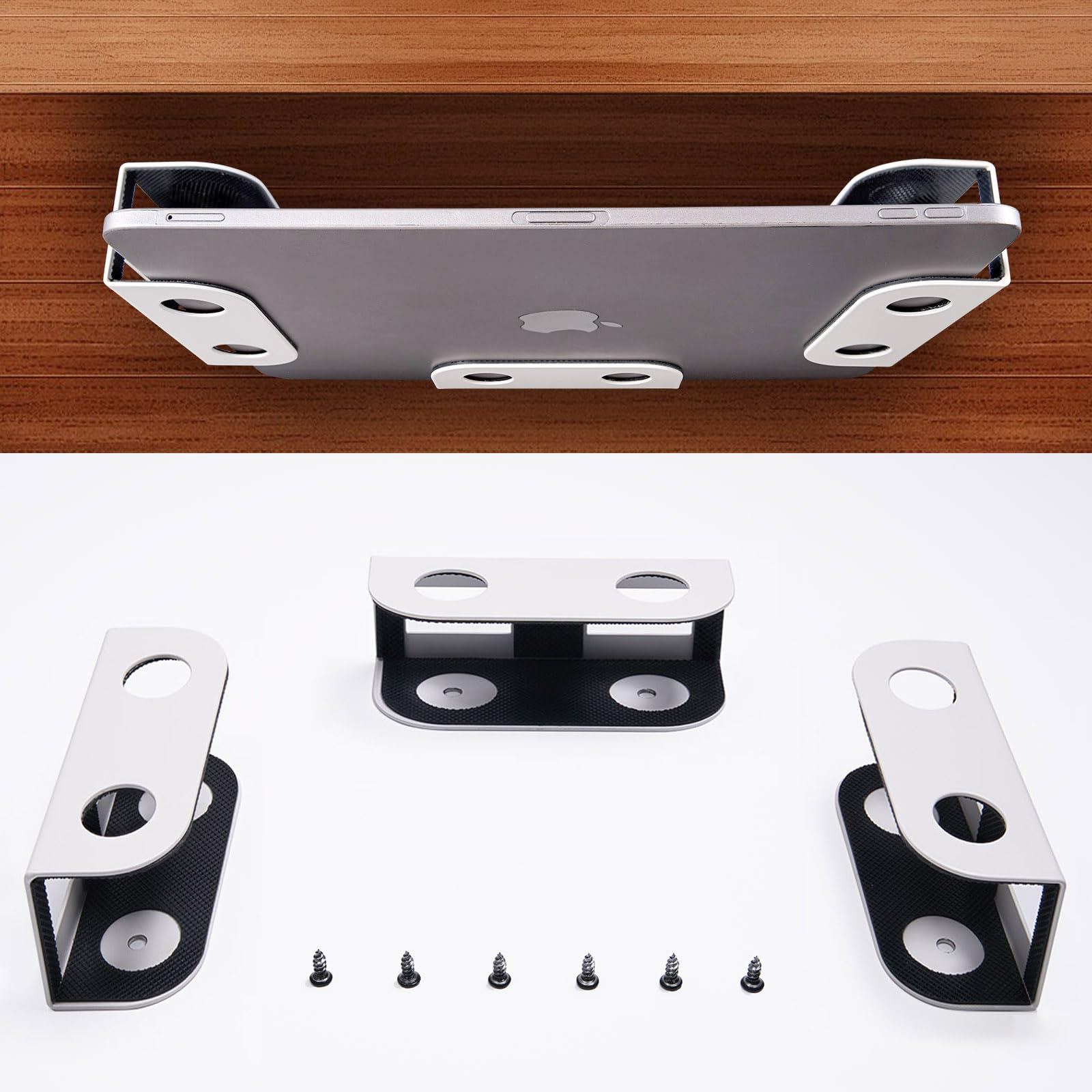 BYMECOST Under Desk Laptop Mount - Metal Computer Holder for MacBook, Keyboard, Router (Up to 1.37