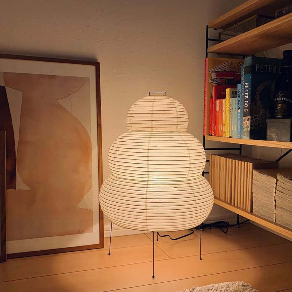 Japanese Akari Paper Table Lamp - Handmade Shoji Style Lighting for Bedroom, Living Room & Office - Warm Ambient Light for Relaxation & Decor