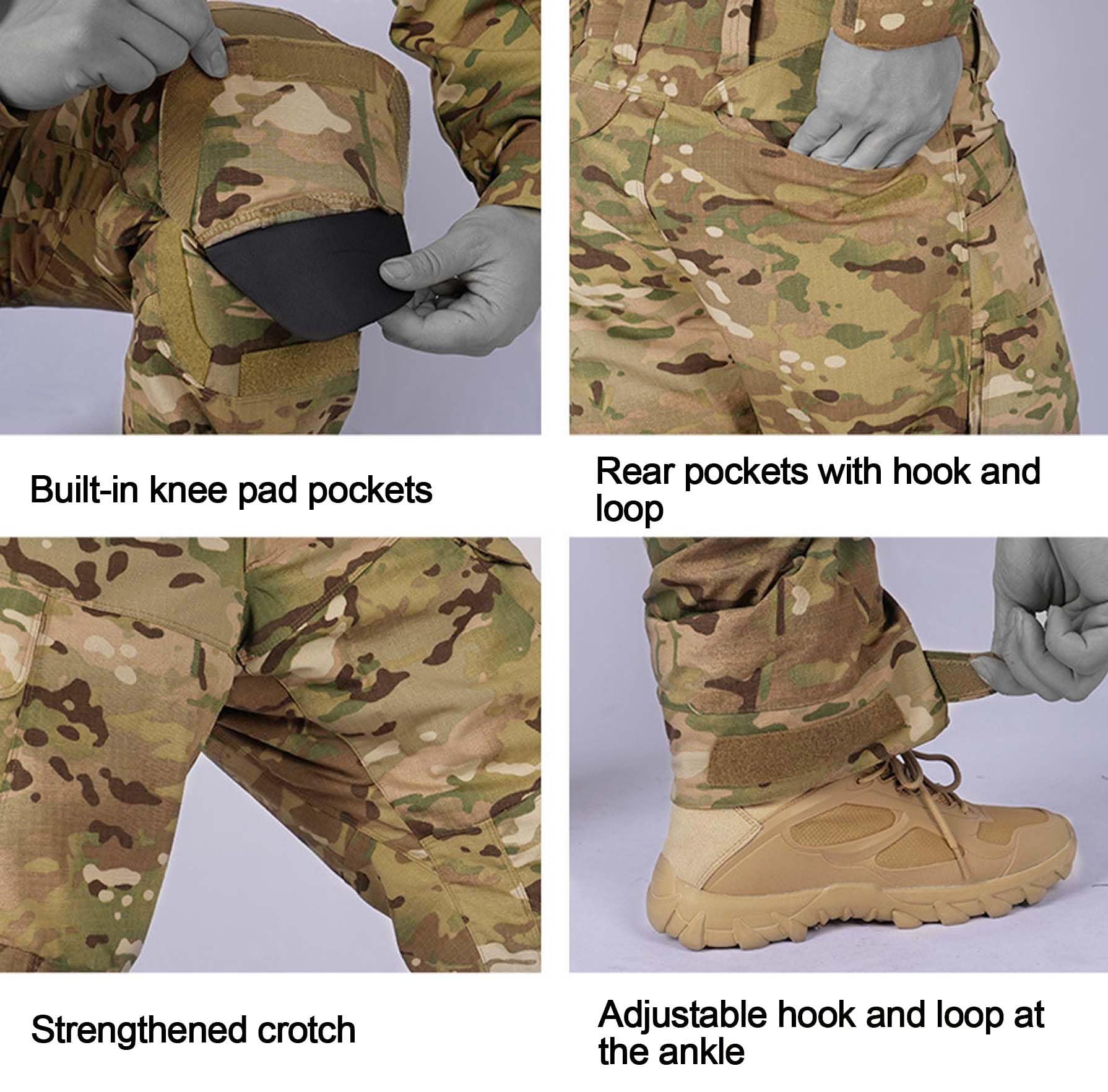OCANXUE Men's Tactical Cargo Pants - Waterproof Camo Combat Pants for Hiking, Hunting, Paintball & Airsoft - Durable Outdoor Work Pants with Multiple Pockets - Perfect for Military, Tactical Training & Outdoor Adventures