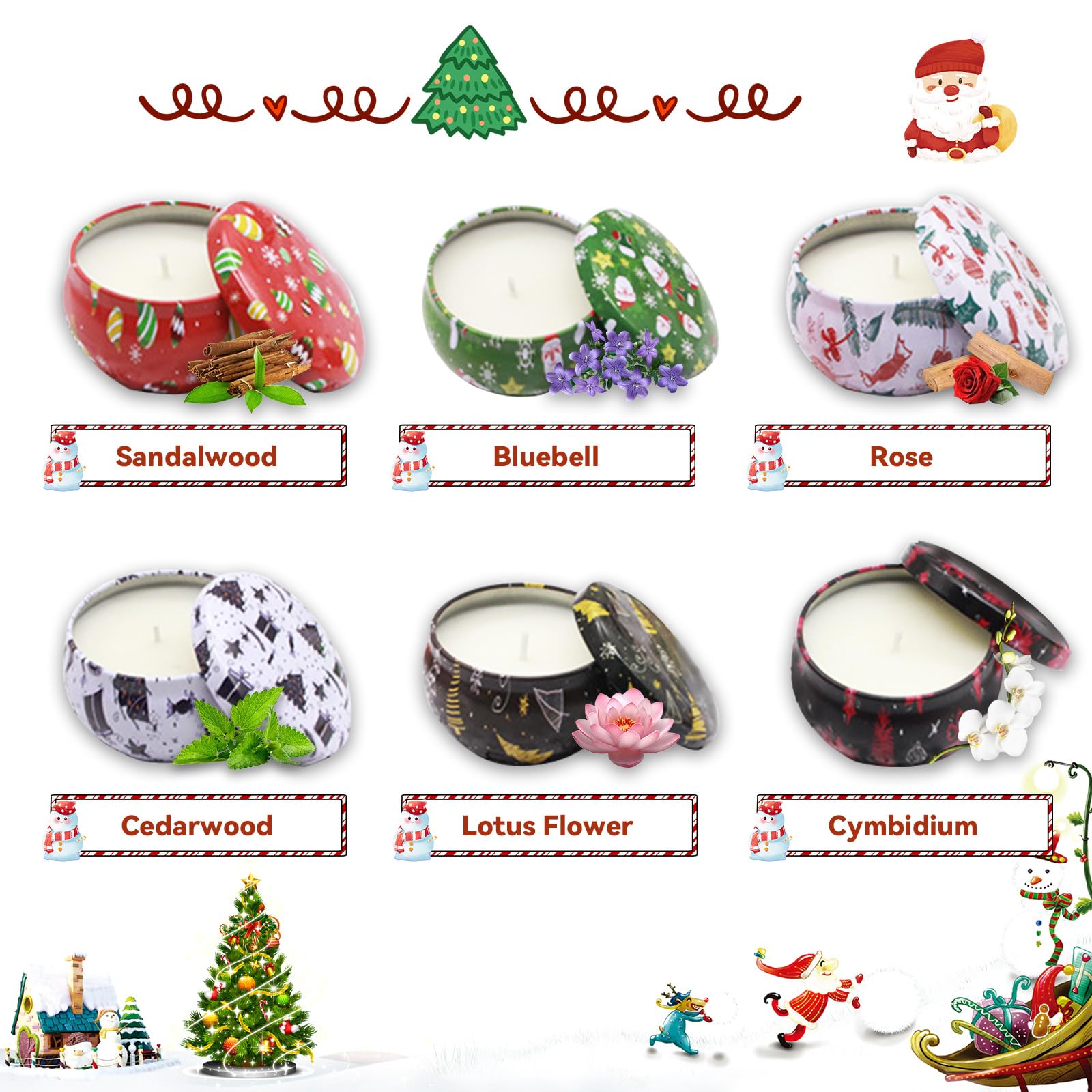 12 Pack Christmas Scented Candles Gift Set - 2.5oz Natural Soy Wax Aromatherapy Candles with Holiday Fragrance, Perfect Holiday Gifts for Women, Friends & Family - Great for Home Decor, Relaxation & Christmas Party Decorations