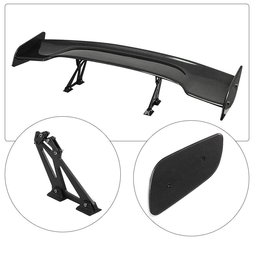 47 Inch Universal GT Wing Rear Trunk Spoiler - Carbon Fiber Look Car Spoiler for Enhanced Style & Aerodynamics | Perfect for Sports Cars, Tuners & Performance Vehicles