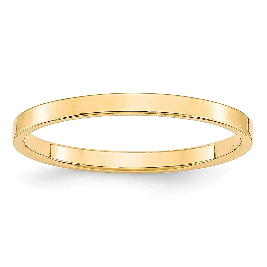 14K Yellow Gold 2mm Lightweight Flat Wedding Band Ring for Men - Size 6 Classic Fine Jewelry, Perfect Gift for Dad, Husband & Him - Ideal for Weddings, Anniversaries & Special Occasions