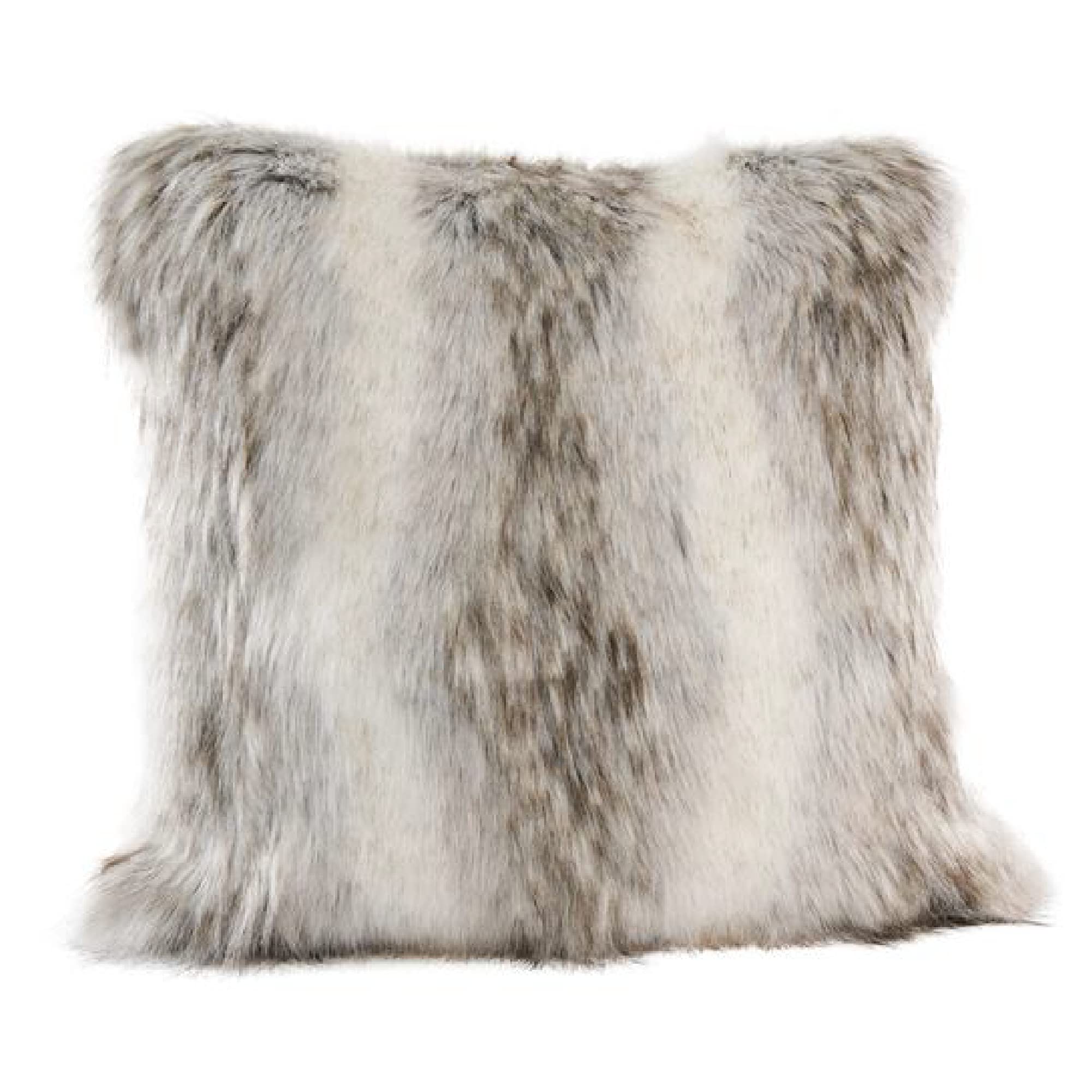 Luxury Faux Fur Throw Pillow - Donna Salyers Plush Accent Cushion 24x24 Inches, Tundra Wolf Design - Perfect for Sofa, Bed & Home Decor
