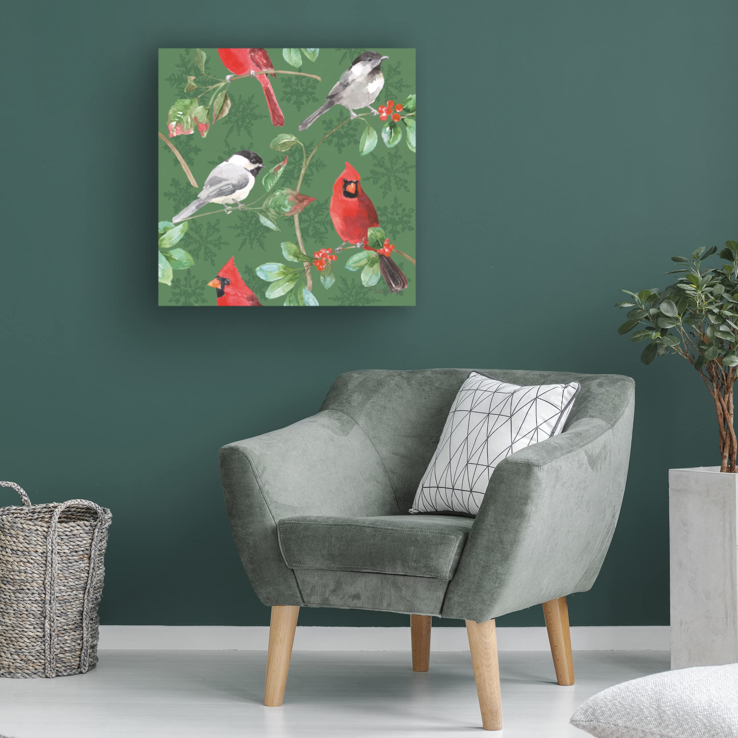 Beth Grove 'Holiday Flora Pattern IIIB' Canvas Wall Art - Floral Botanical Painting for Living Room, Bedroom & Office Decor - Trademark Fine Art Collection