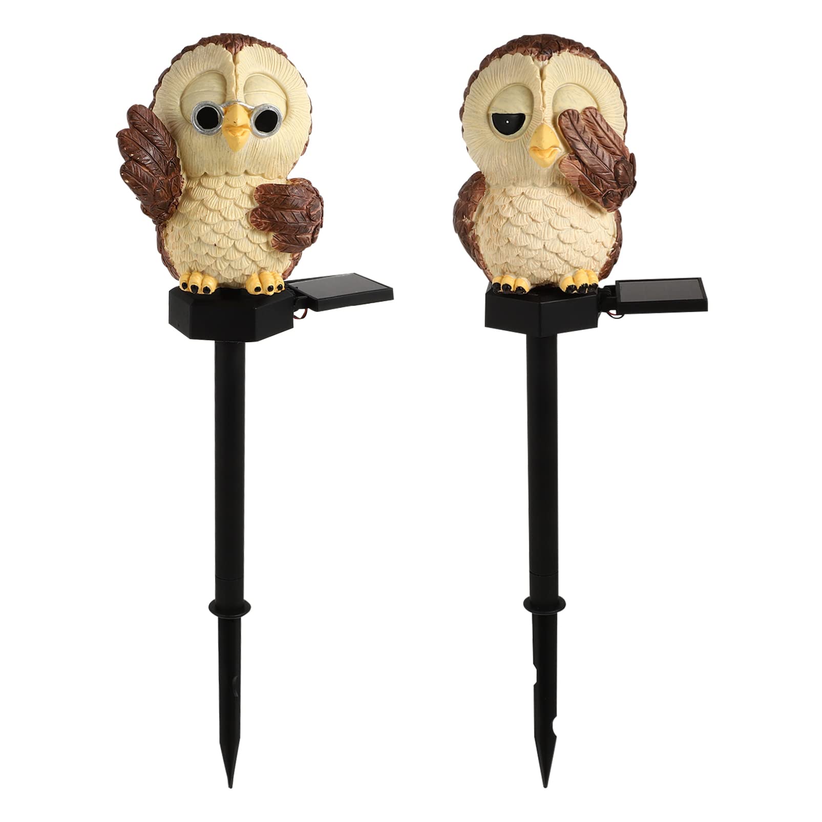 Solar Owl Lawn Lights - 2 Pack Outdoor Garden Decor, Waterproof Resin Solar Statue Lights for Yard, Pathway & Landscape - Eco-Friendly Solar Powered Owl Garden Decorations for Patio, Lawn & Backyard