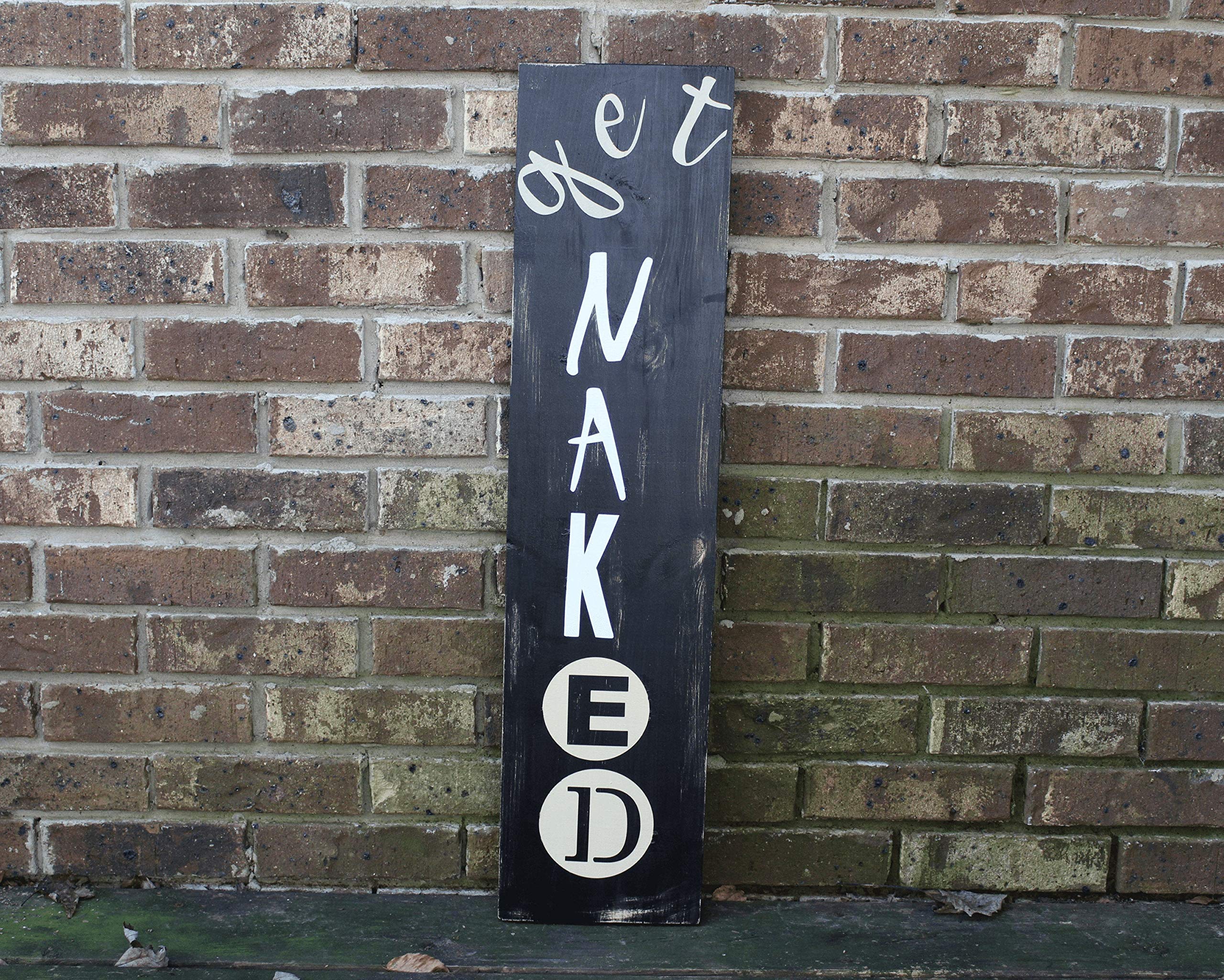 Funny 'Get Naked' Bathroom Sign - Rustic Wall Hanging with Humorous Shower Quote | Perfect for Bathroom Decor, Housewarming Gifts & Spa-Themed Rooms