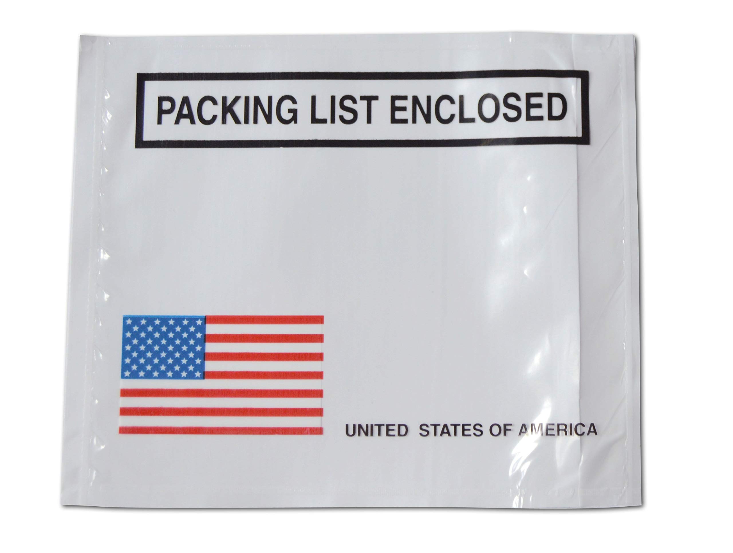 MMBM 4.5x5.5 Inch 128,000 Count USA Flag Shipping Envelopes with Packing List - Top Load Document Pouches for B2B Bulk Shipping (Half Pallet) - Perfect for Business Mail, Invoices & Office Documents