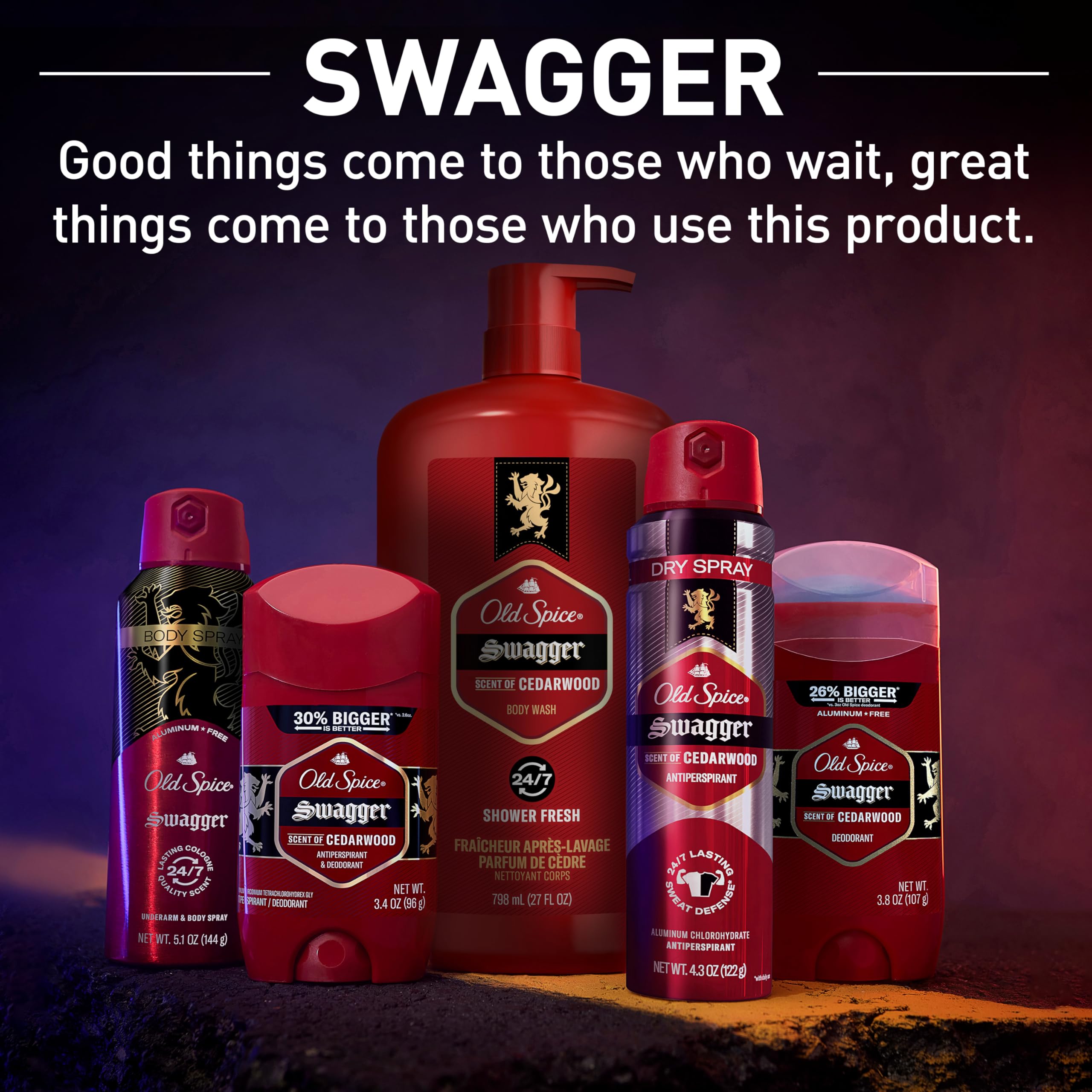 Old Spice Men's Body Wash 24/7 Shower Fresh - Cedarwood Scent, Long Lasting Fragrance, Red Collection, 24 fl oz (Pack of 4) - Perfect for Gym, Travel & Daily Shower Routine