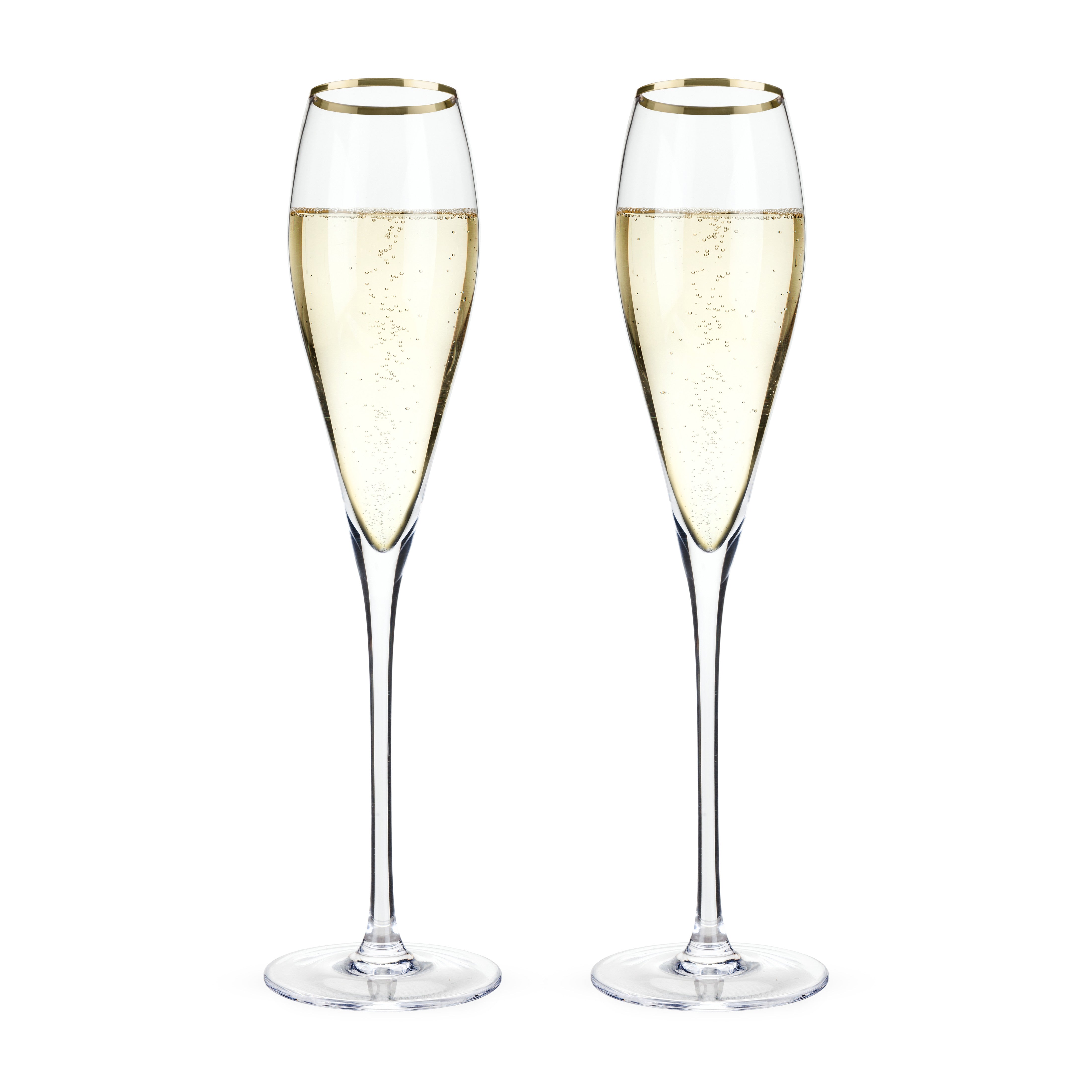 Luxury Gold Rimmed Crystal Champagne Flutes Set of 2 - Elegant Wedding, Anniversary & Party Glassware for Celebrations & Romantic Dinners