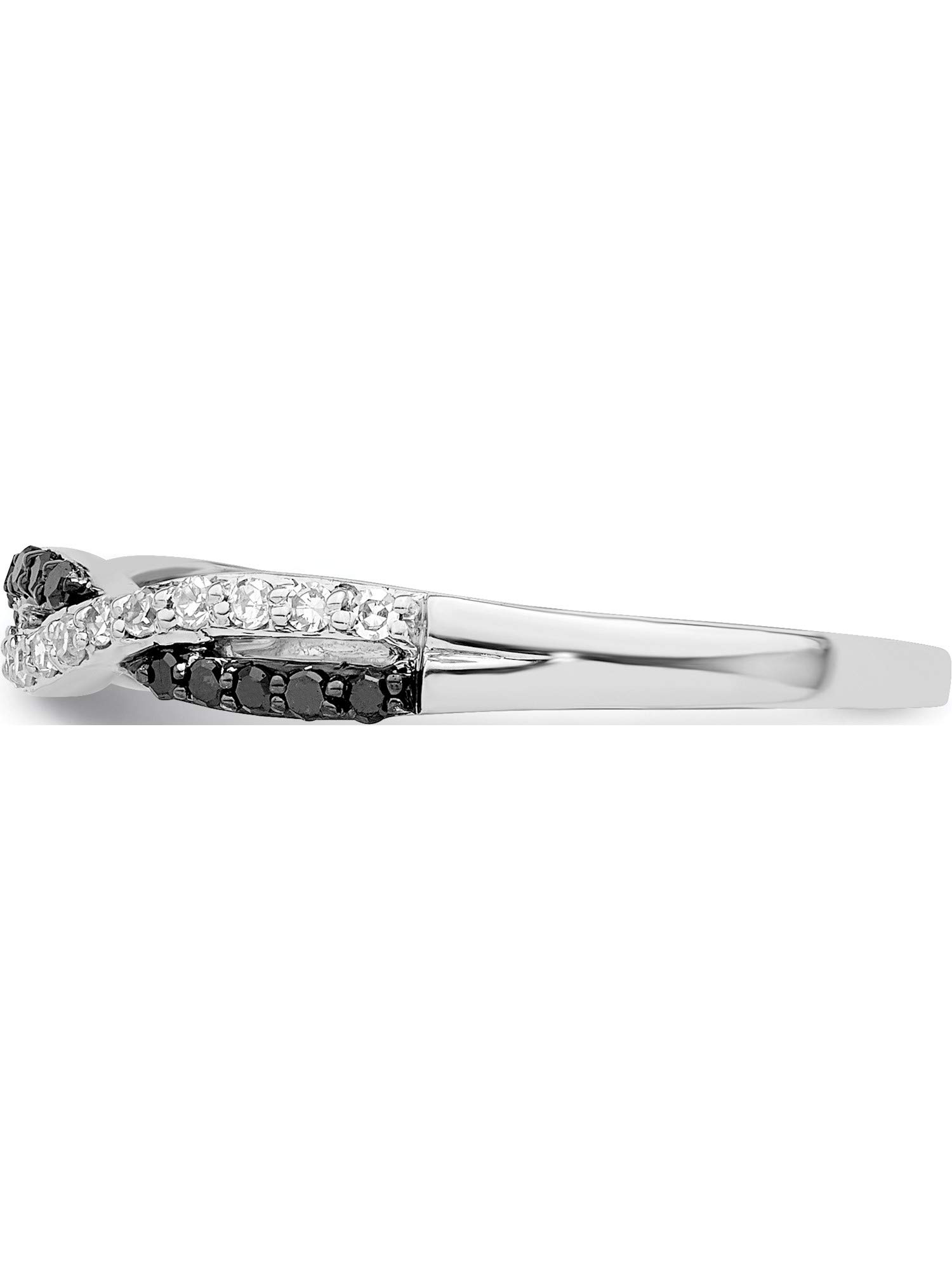 Elegant Sterling Silver Rhodium Plated Black & White Diamond Ring - Night Diamonds Collection | Perfect for Evening Events, Anniversary Gifts & Special Occasions