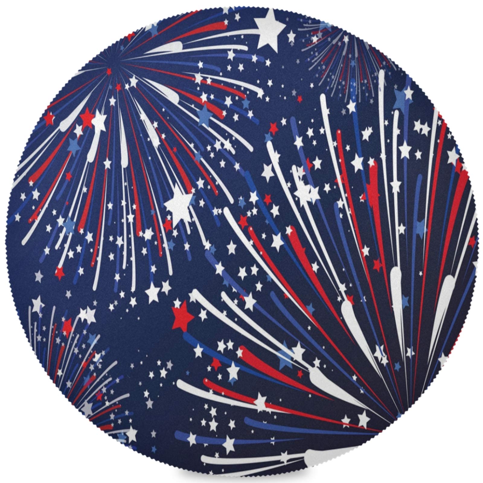 Patriotic USA American Fireworks Star Round Placemats - Set of 4 Non-Slip Dining Table Mats for 4th of July, Kitchen & Holiday Celebrations | Perfect for Independence Day Parties, BBQ Gatherings & Festive Home Decor