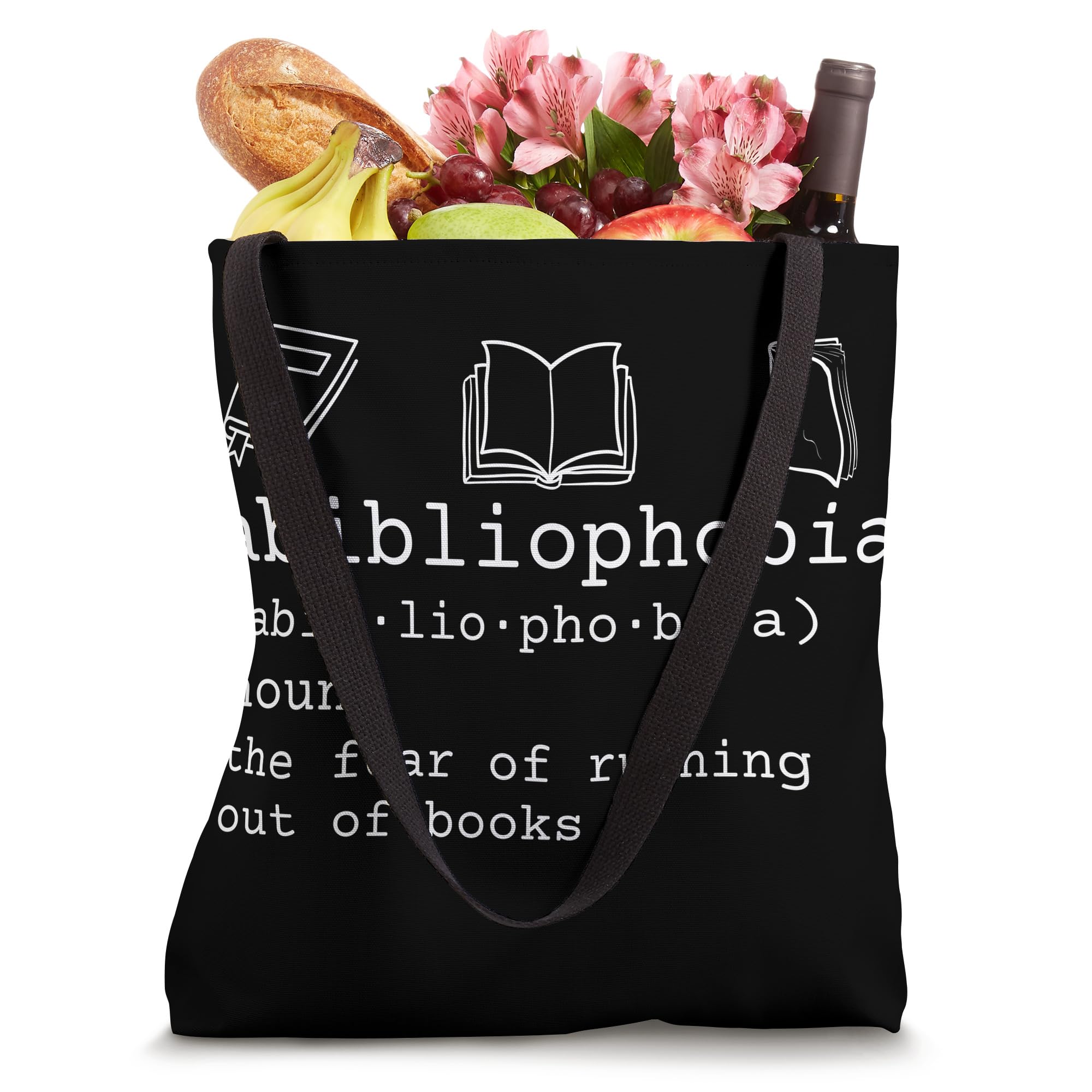 Abibliophobia Definition Tote Bag - Fear of Running Out of Books - Perfect for Book Lovers, Readers & Library Enthusiasts