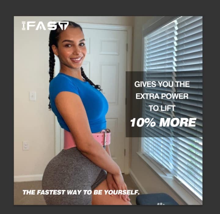 IFAST Premium Leather Weight Lifting Belt for Men & Women - 4 Inch Padded Lumbar Support - Ideal for Deadlifts, Squats, Powerlifting & CrossFit Training - Perfect for Gym, Home Workouts & Strength Training