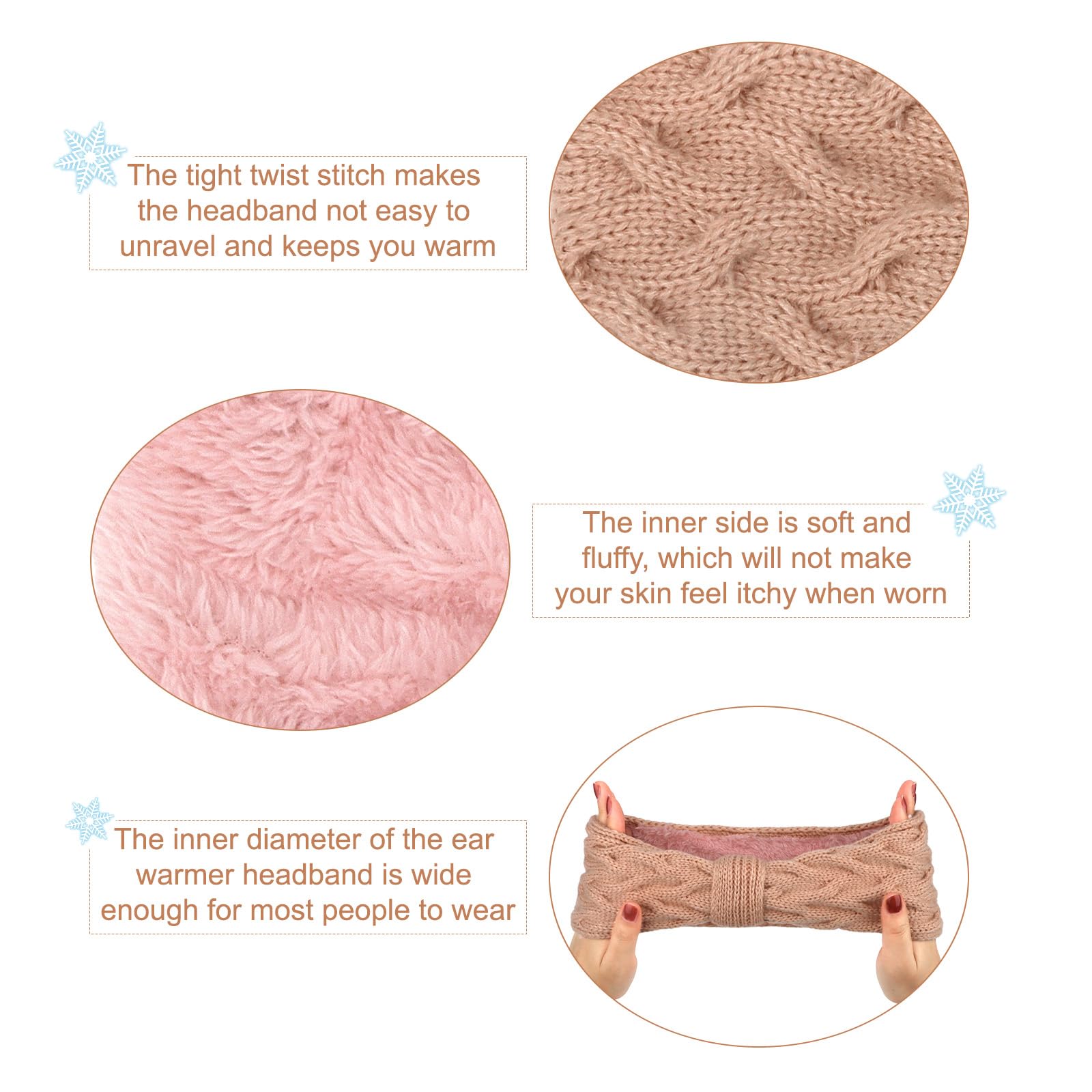 Semato 2-Pack Chunky Crochet Knitted Ear Warmer Headbands for Women - Winter Hair Accessories & Fashionable Turbans in White & Pink | Perfect for Cold Weather, Outdoor Activities & Stylish Winter Outfits