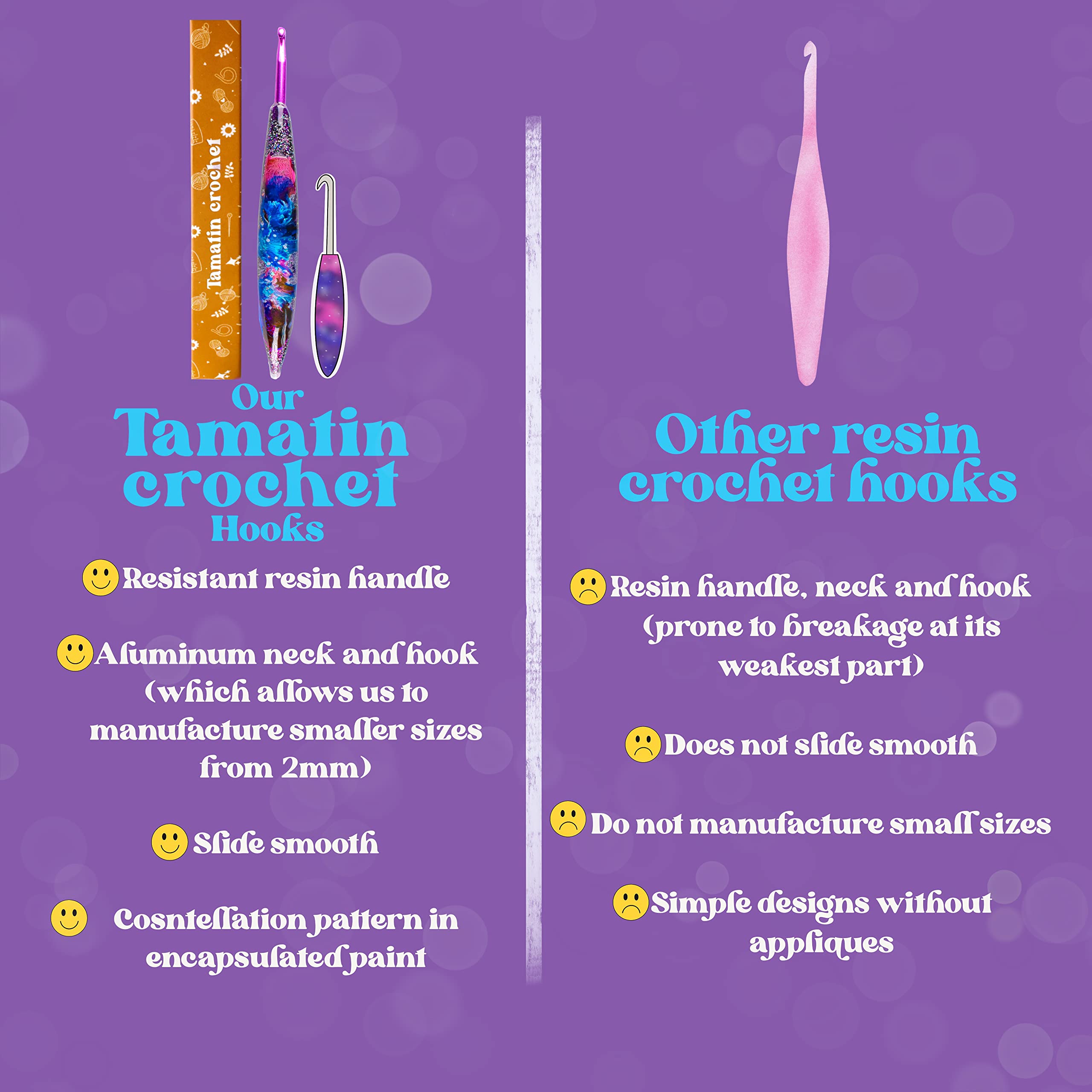 Tamatin Crochet Hook 2mm - Limited Edition Ergonomic Resin Handle with Galaxy Design for Comfortable Crocheting | Perfect for Yarn Crafts, DIY Projects & Gift for Knitters
