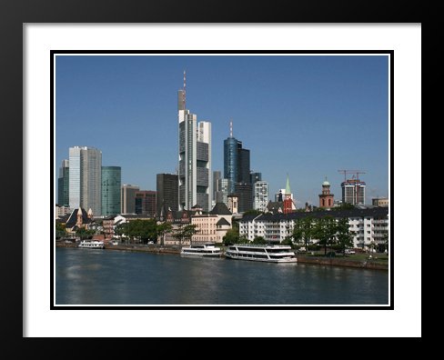 Frankfurt Skyline Germany - Large 20x23 Inch Framed Wall Art with Double Matting - Premium Cityscape Photography for Home & Office Decor