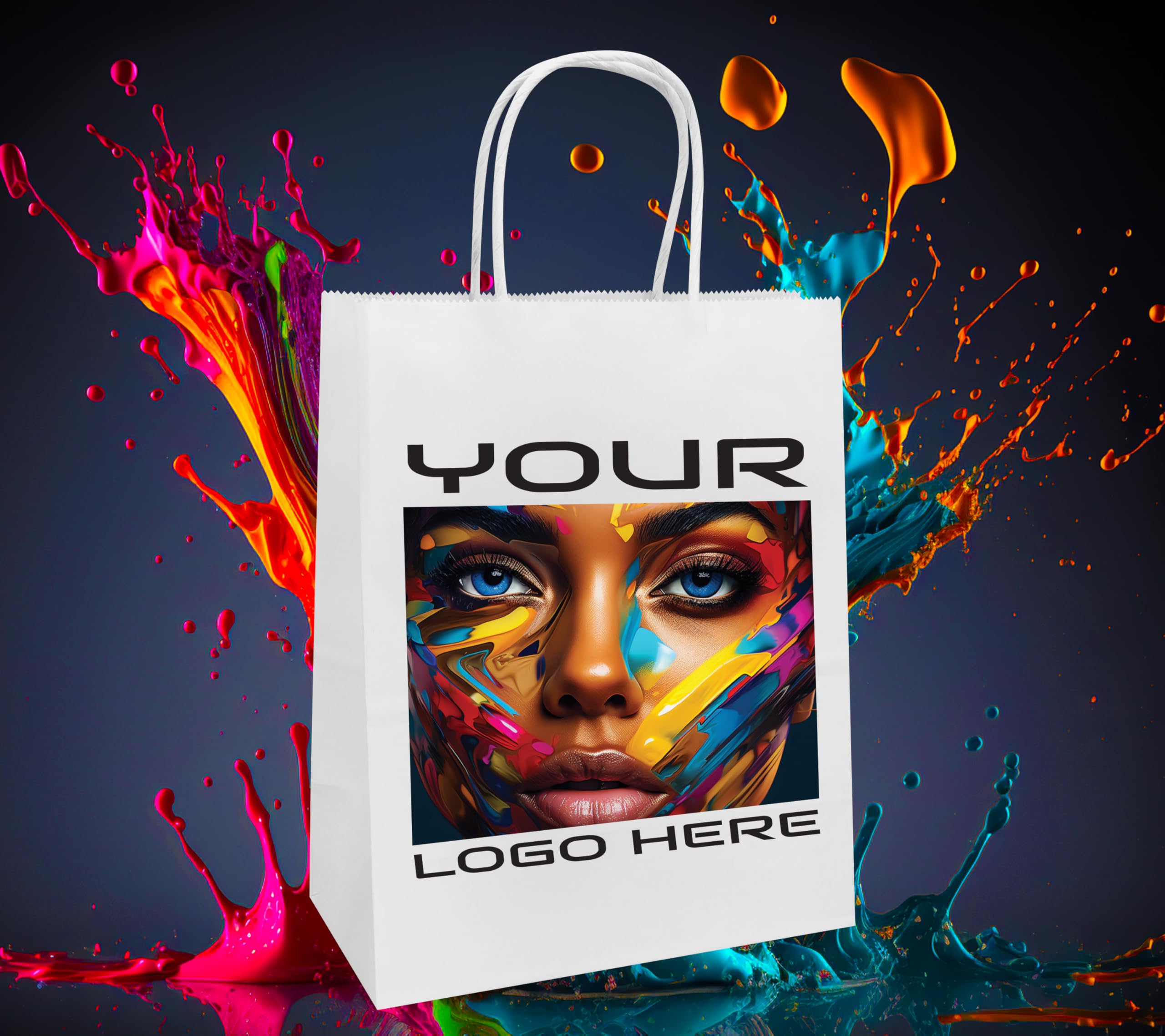 Custom Printed White Kraft Paper Bags - 8