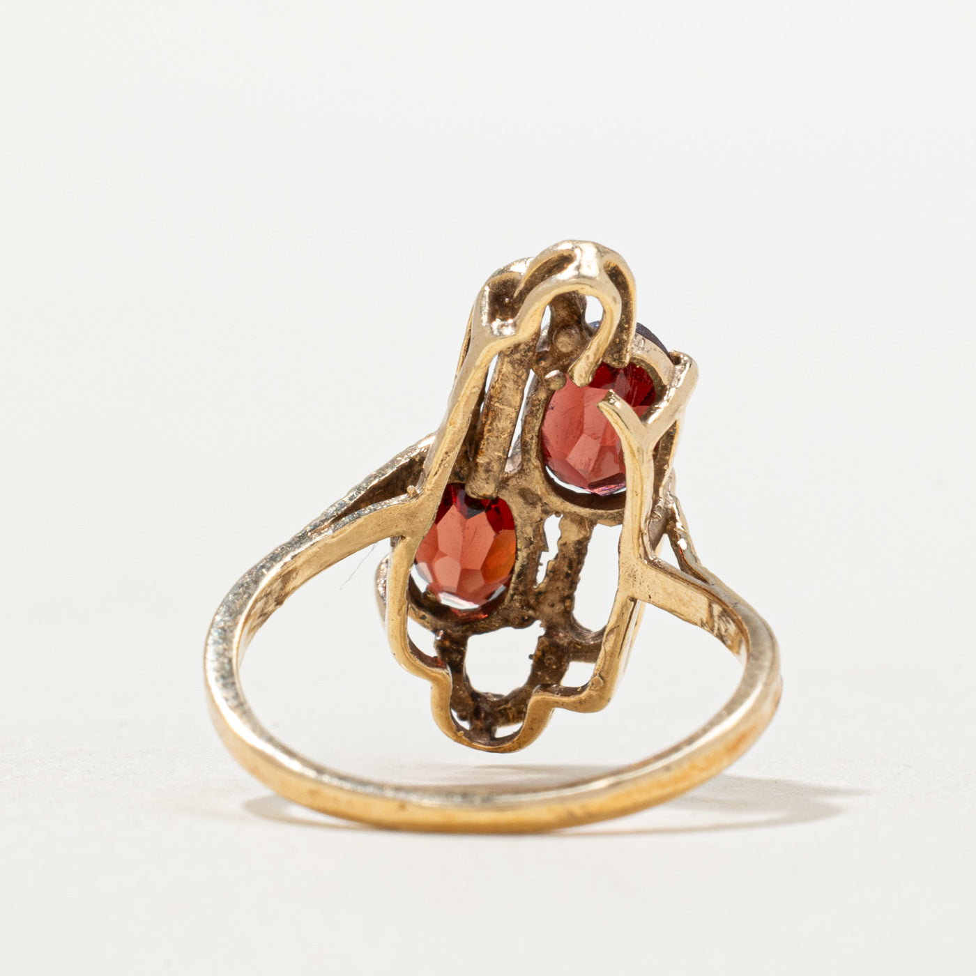 1.00ctw Two Stone Garnet Abstract Ring - Size 5 | Elegant Bohemian Jewelry for Women | Perfect for Date Night & Special Occasions