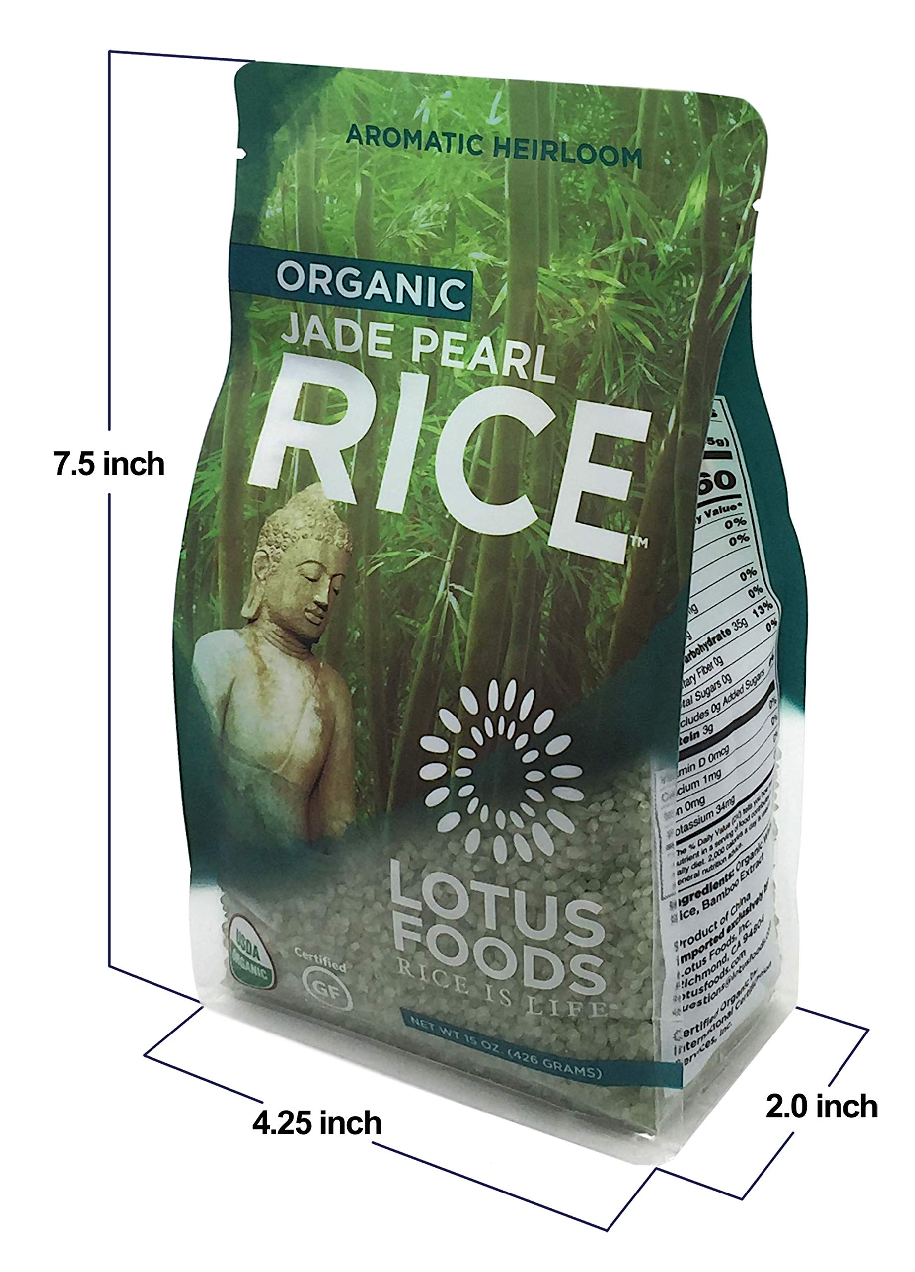Organic Jade Pearl Rice by Lotus Foods - 15 Ounce (Pack of 1) | Gluten-Free, Non-GMO, USDA Certified | Perfect for Sushi, Stir-Fry & Healthy Meal Prep