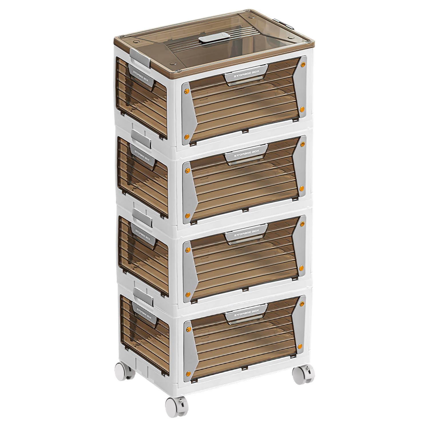 Stackable Plastic Storage Bins with Wheels & Lids - 4 Pack Collapsible Storage Containers with Handles for Bedroom, Living Room, Kitchen & Closet Organization | Perfect for Home Storage, Moving & Office Supplies