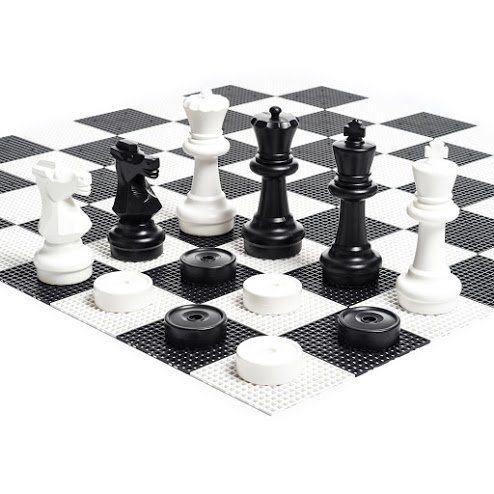 MegaChess 12 Inch Giant Plastic Chess Set with Board & Checkers - Outdoor & Indoor Family Game Night - Perfect for Parties, Picnics, and Classroom Learning