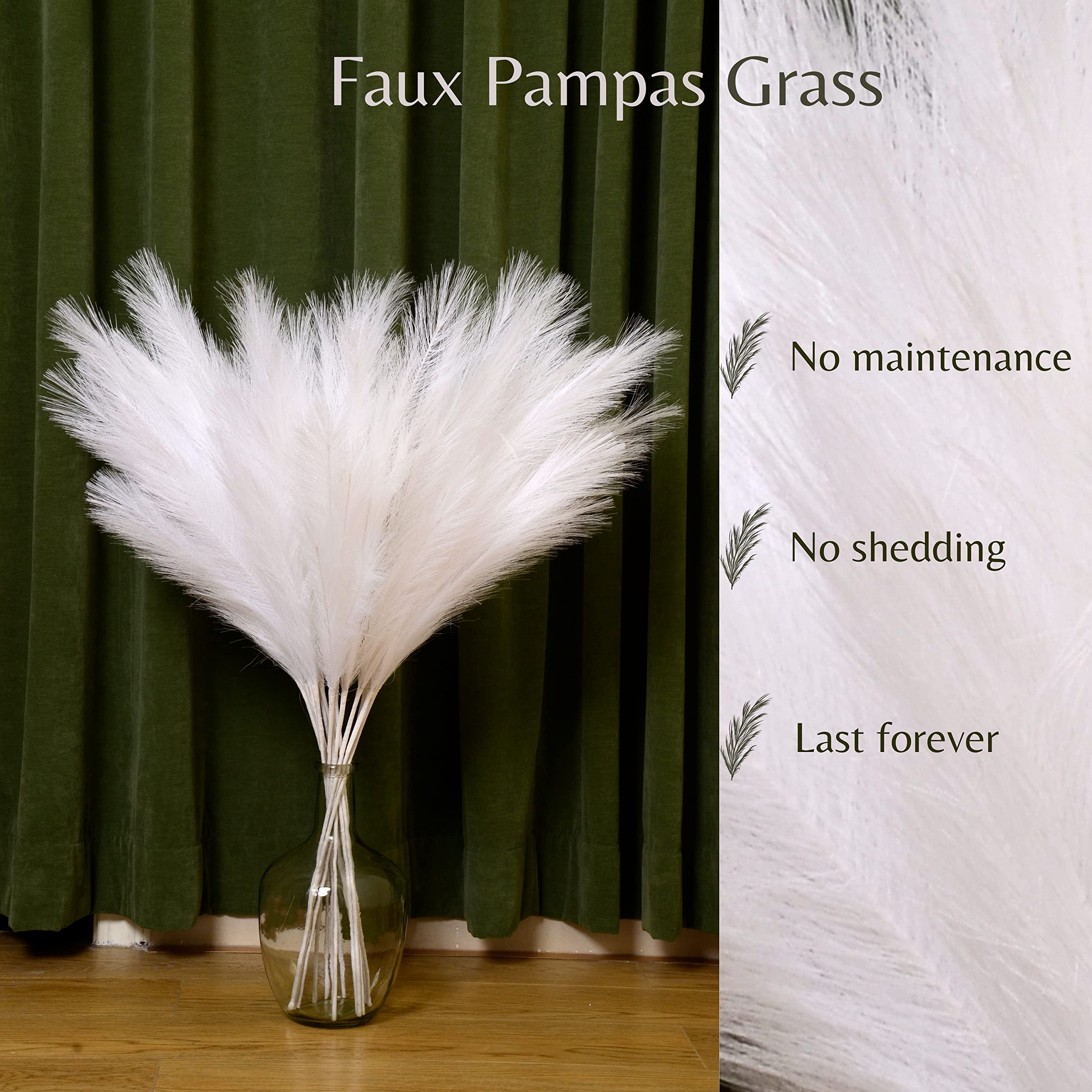 PERFNIQUE Artificial Pampas Grass, 9PCS Large Faux Pampas Grass Stems, 38