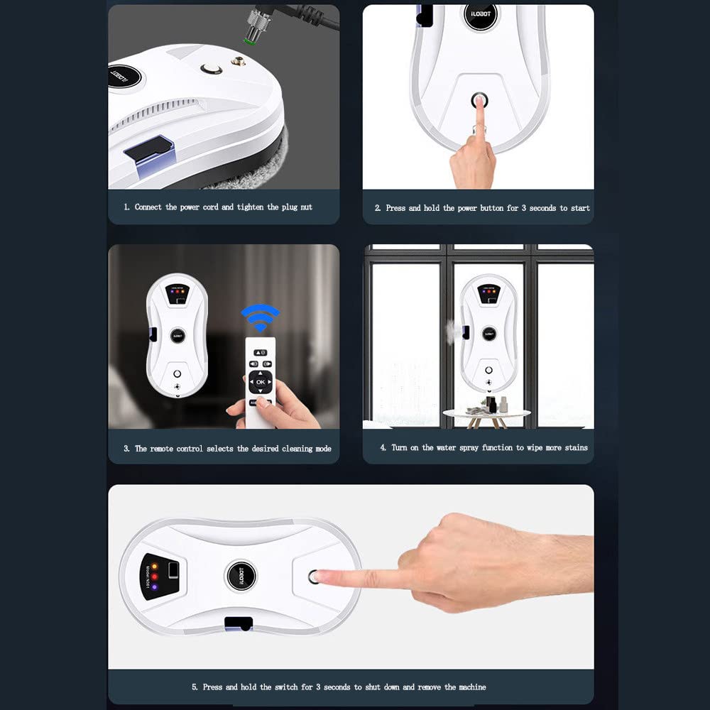 Smart Window Cleaning Robot with Remote Control - Automatic Glass Cleaner for Indoor & Outdoor Use - Ideal for Homes, Offices, and High-Rise Buildings (Australian Version)