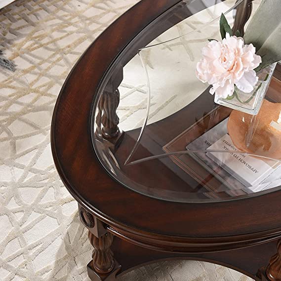 Gexpusm Oval Wood End Table with Storage Shelf - Natural Wood Side Table for Living Room, Easy Assembly - Perfect for Coffee Table, Nightstand, or Entryway Decor