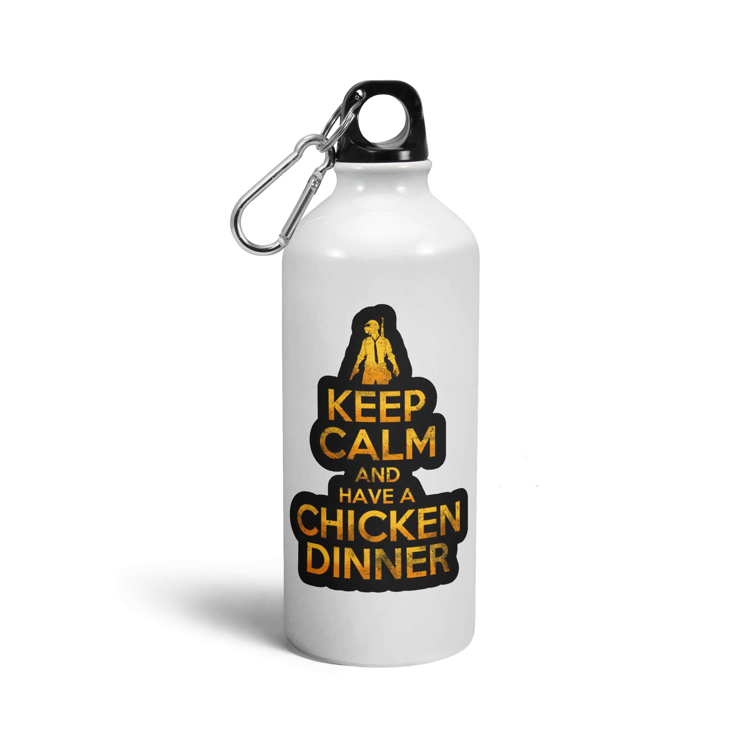 Tee Mafia® PUBG Keep Calm & Have A Chicken Dinner Water Bottle for Boys - 600ml Multi-Color Printed Sipper Bottle | Perfect for Gaming, School & Outdoor Activities