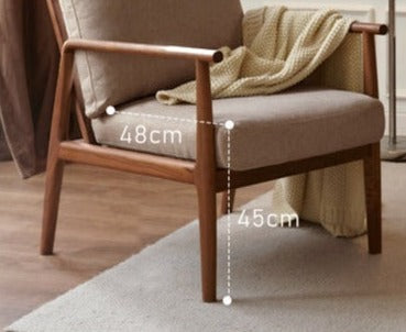 Premium Black Walnut Solid Wood Lounge Armchair with Matching Footstool - Handcrafted Comfort Chair for Living Room, Reading Nook & Relaxation Spaces