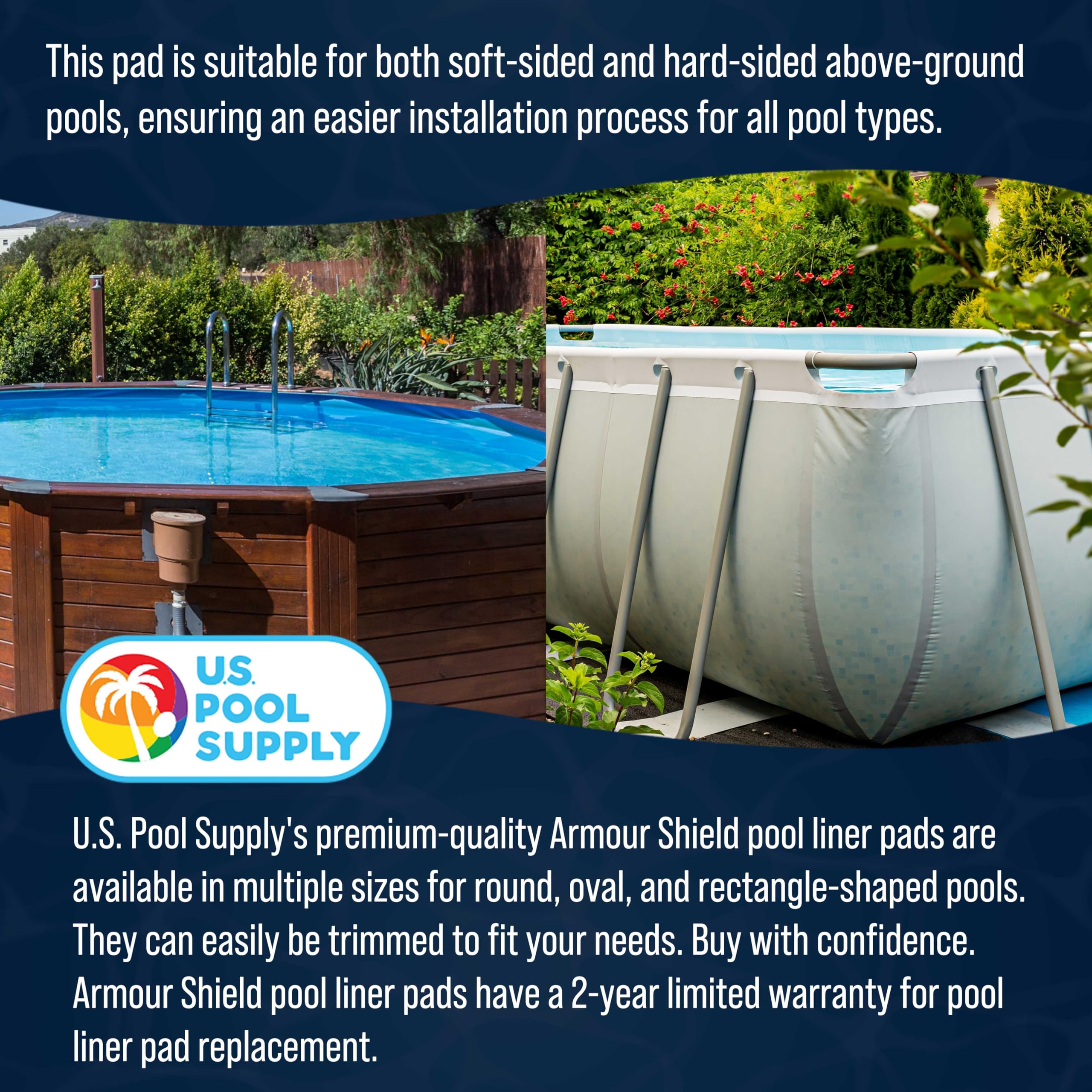 Armour Shield 16ft x 32ft Heavy Duty Rectangle Pool Liner Pad for Above Ground Swimming Pools | Durable Protection Against Punctures | Eco-Friendly Fabric to Extend Liner Life | Perfect for Backyard, Family Pool Parties & Summer Outdoor Activities