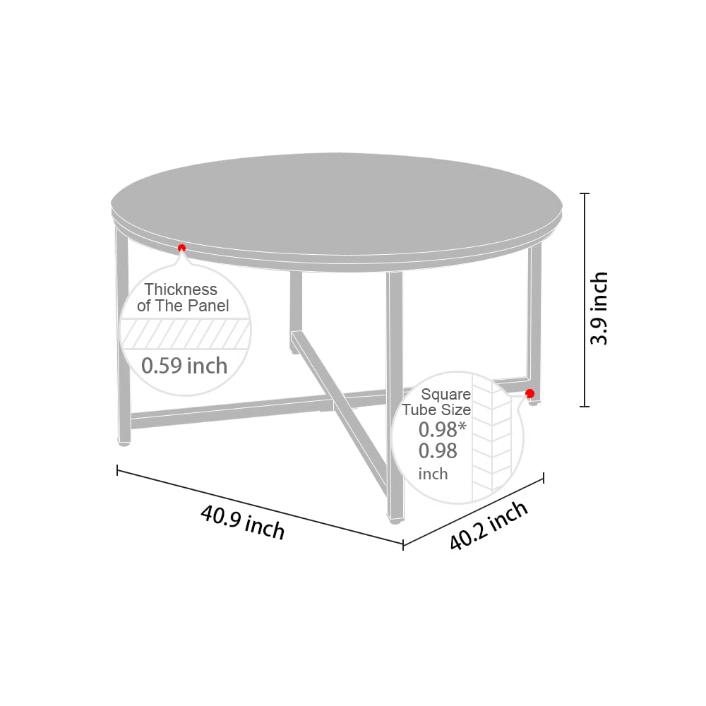 Modern Round Coffee Table with Marble Top & Gold Metal Legs - AZL1 Life Concept Center Table for Living Room, Dining Room | Stylish Sofa Table for Home Decor, Lounge & Office Use