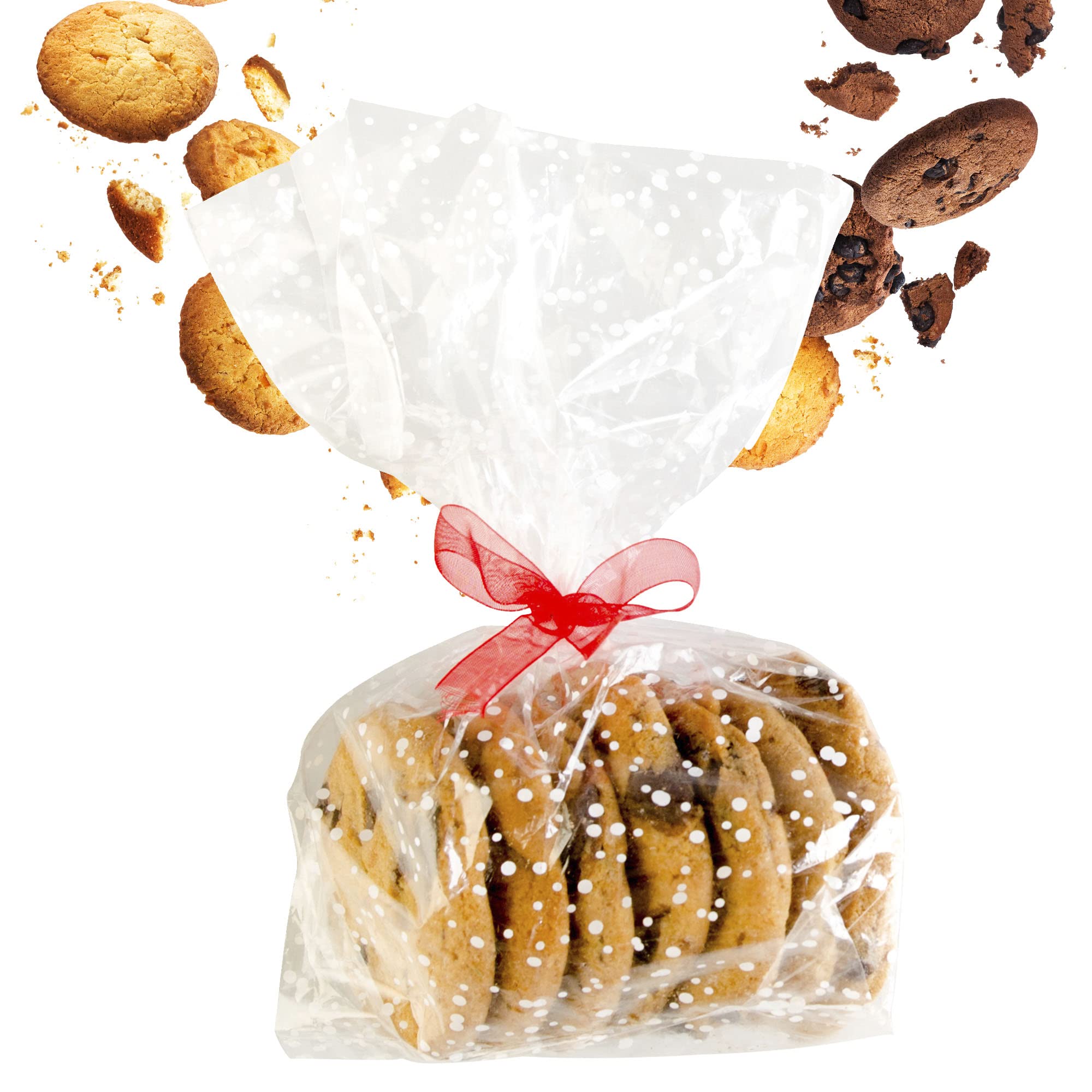 Premium StarPack Cellophane Treat Bags with Stylish Ties - 20 Pack Clear Cookie Bags for Freshness Preservation - Perfect for Party Favors, Wedding Cookies & Gift Packaging (Regular Size)