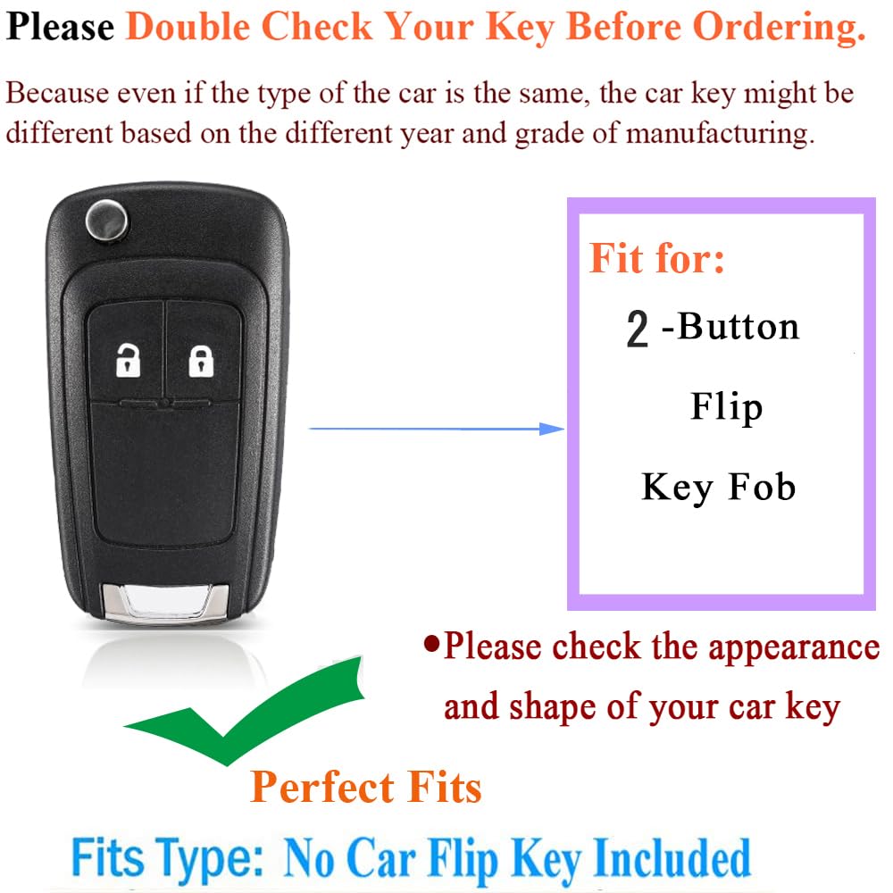 SANRILY 1Pcs ABS Carbon Fiber Key Case Cover for Chevrolet Cruze Orlando Trax Aveo Spark - 2-Button Remote Flip Key Protective Shell with Keychain (Black) - Durable Car Key Protection for Daily Use & Travel